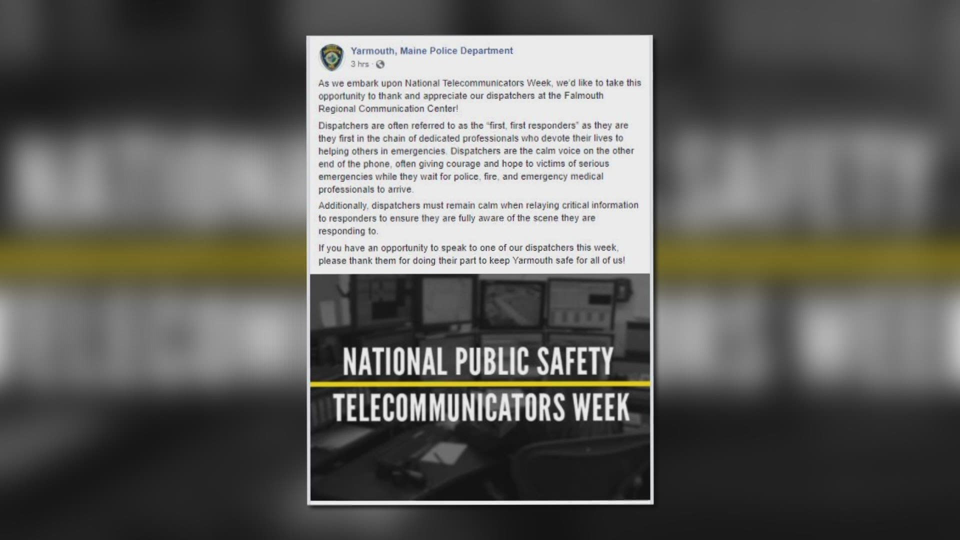 Yarmouth and South Berwick departments shared some messages on Facebook