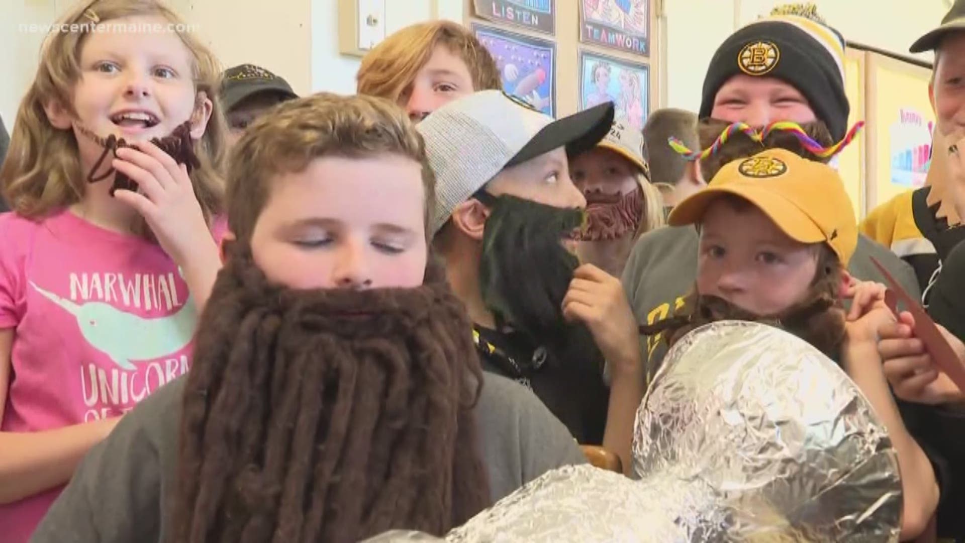 Students in Mr. Brian Gagnon's music class at Fairview Elementary in Auburn "grew" playoff beards to support the Bruins in game seven of the Stanley Cup Final