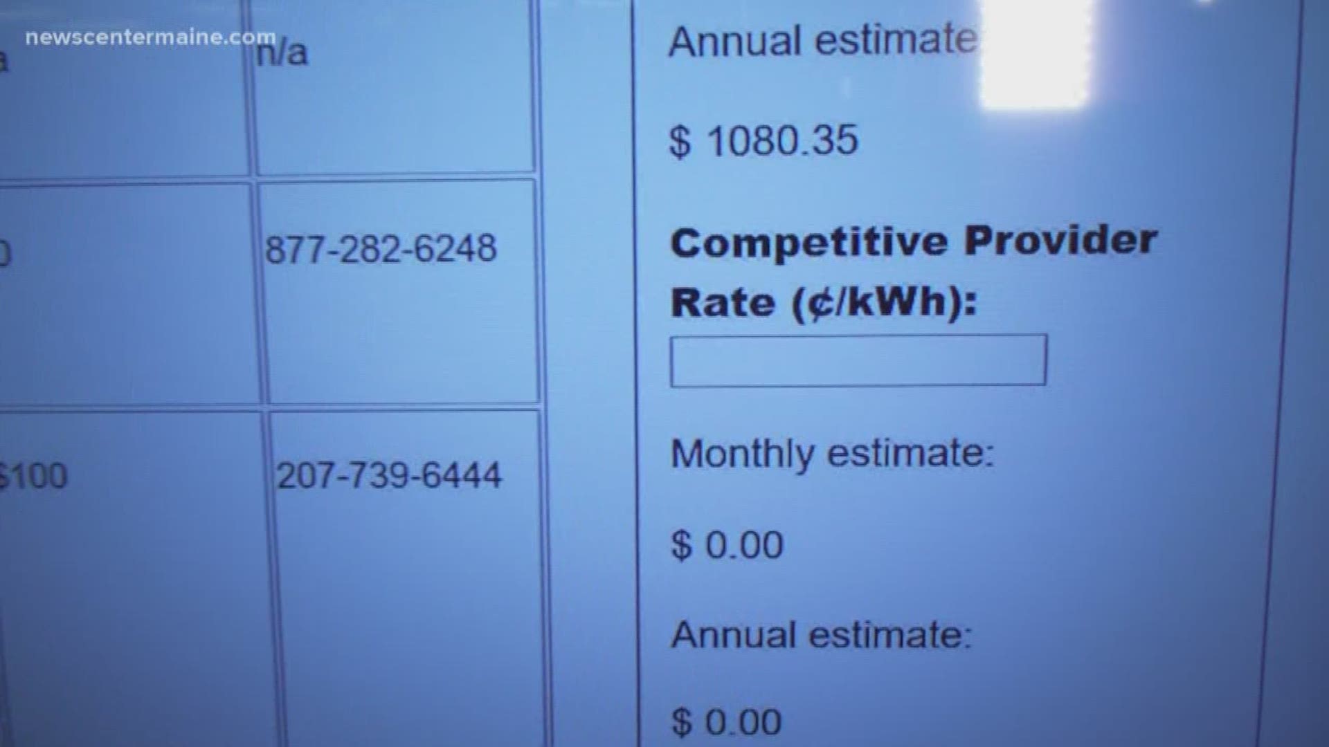 The Maine office of the public advocate has a cost comparison tool too -- where you can put in your monthly kilowatt-hour usage and compare the costs at the standard offer rate versus a competitor.