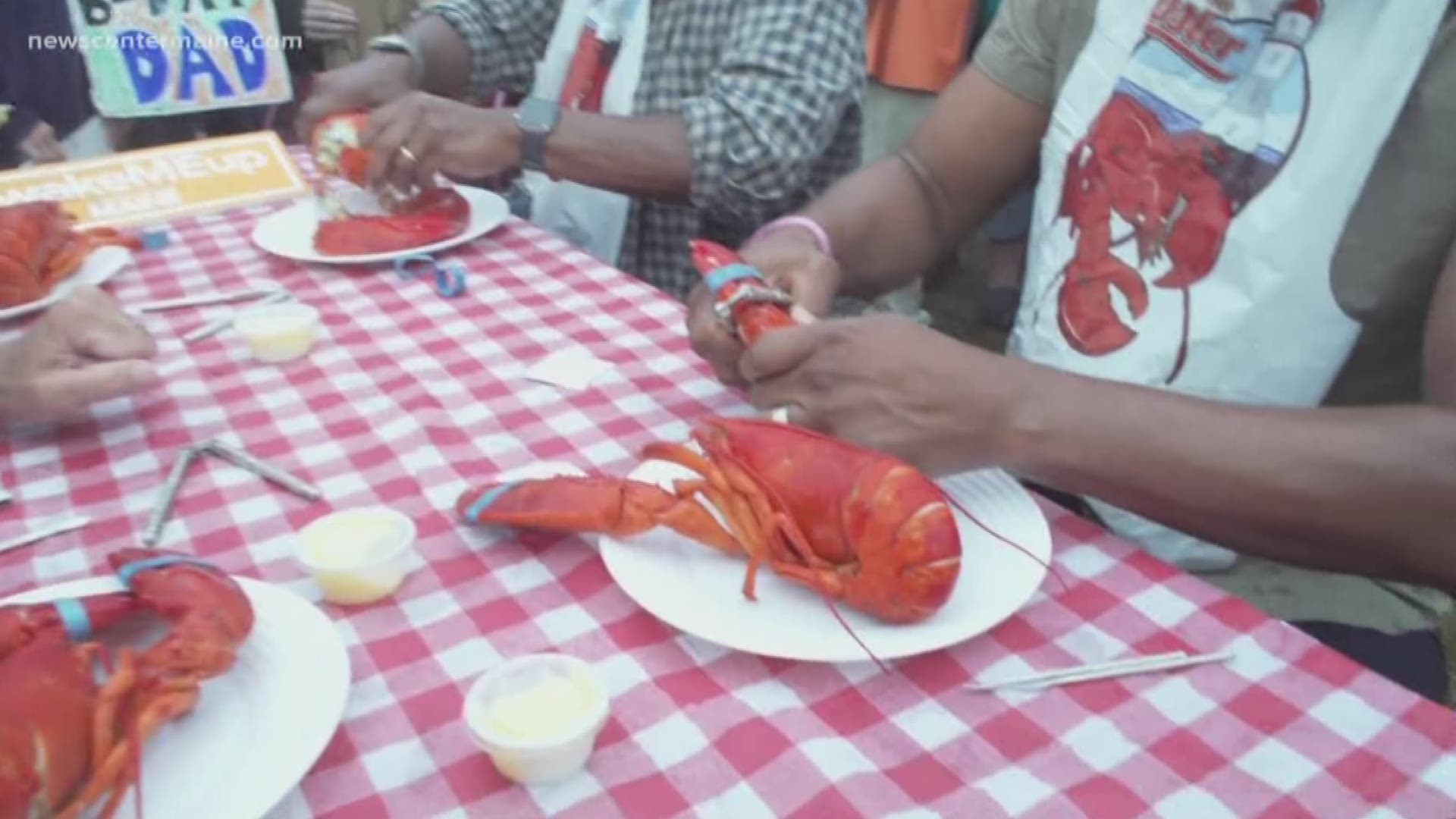 Lee Nelson and Todd Gutner eat Lobster with Al Roker and Craig Melvin at Sagadahoc Bay Campground in Georgetown, Maine