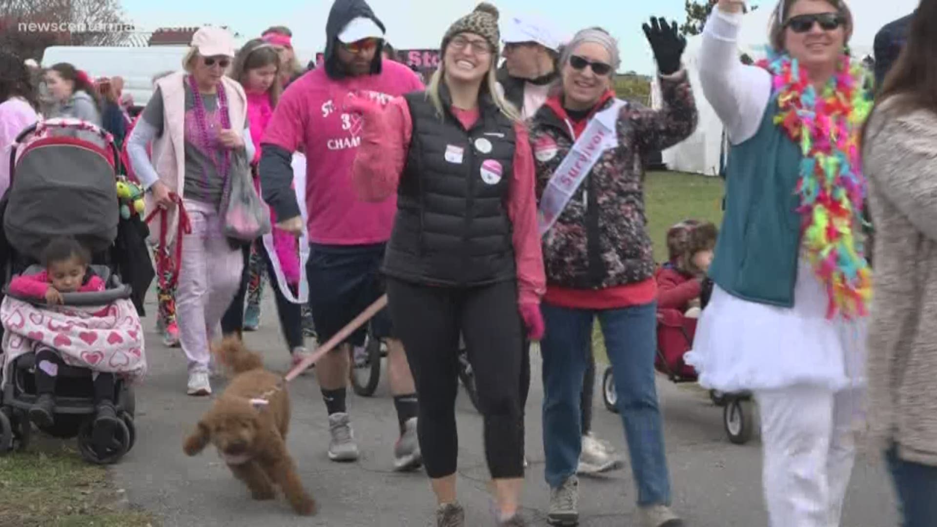 Hundreds of people gathered at Fort Williams in Cape Elizabeth to support people battling breast cancer.
