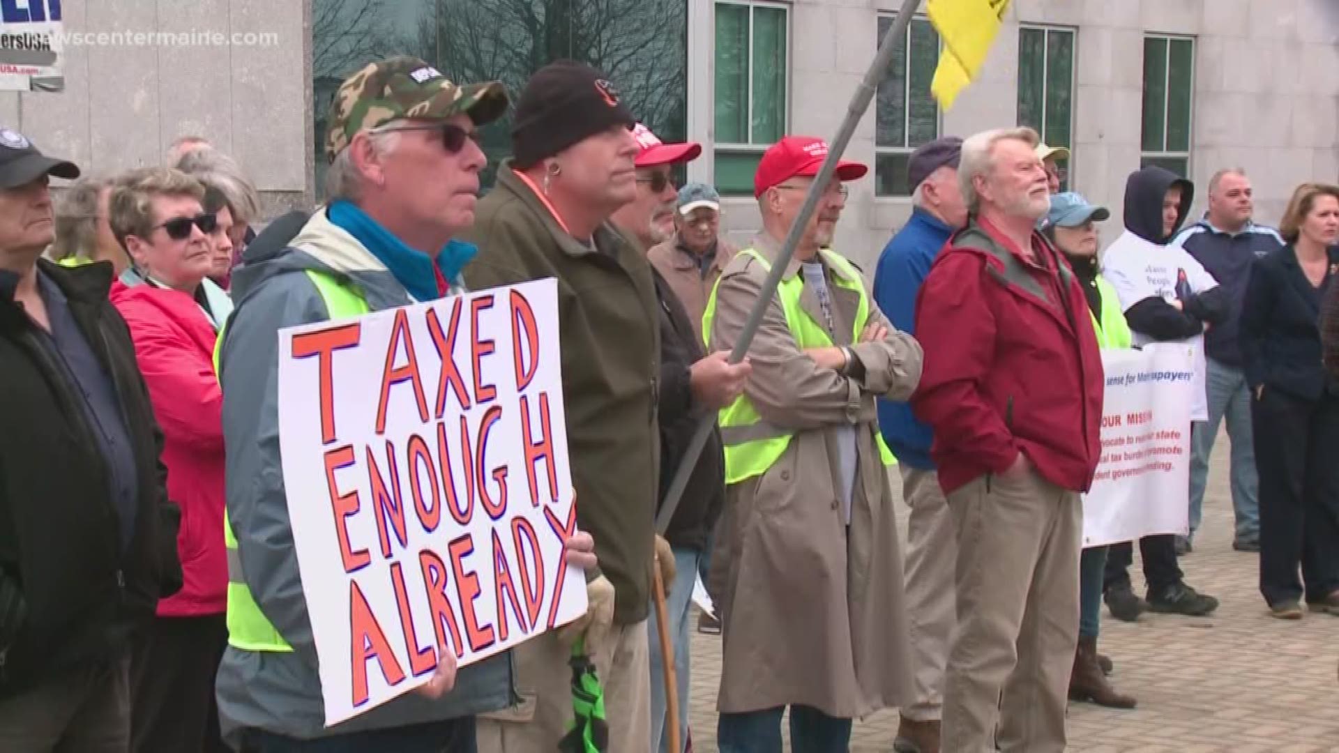 Maine Republicans and Conservatives took to the State House on Monday to rally against high taxes.