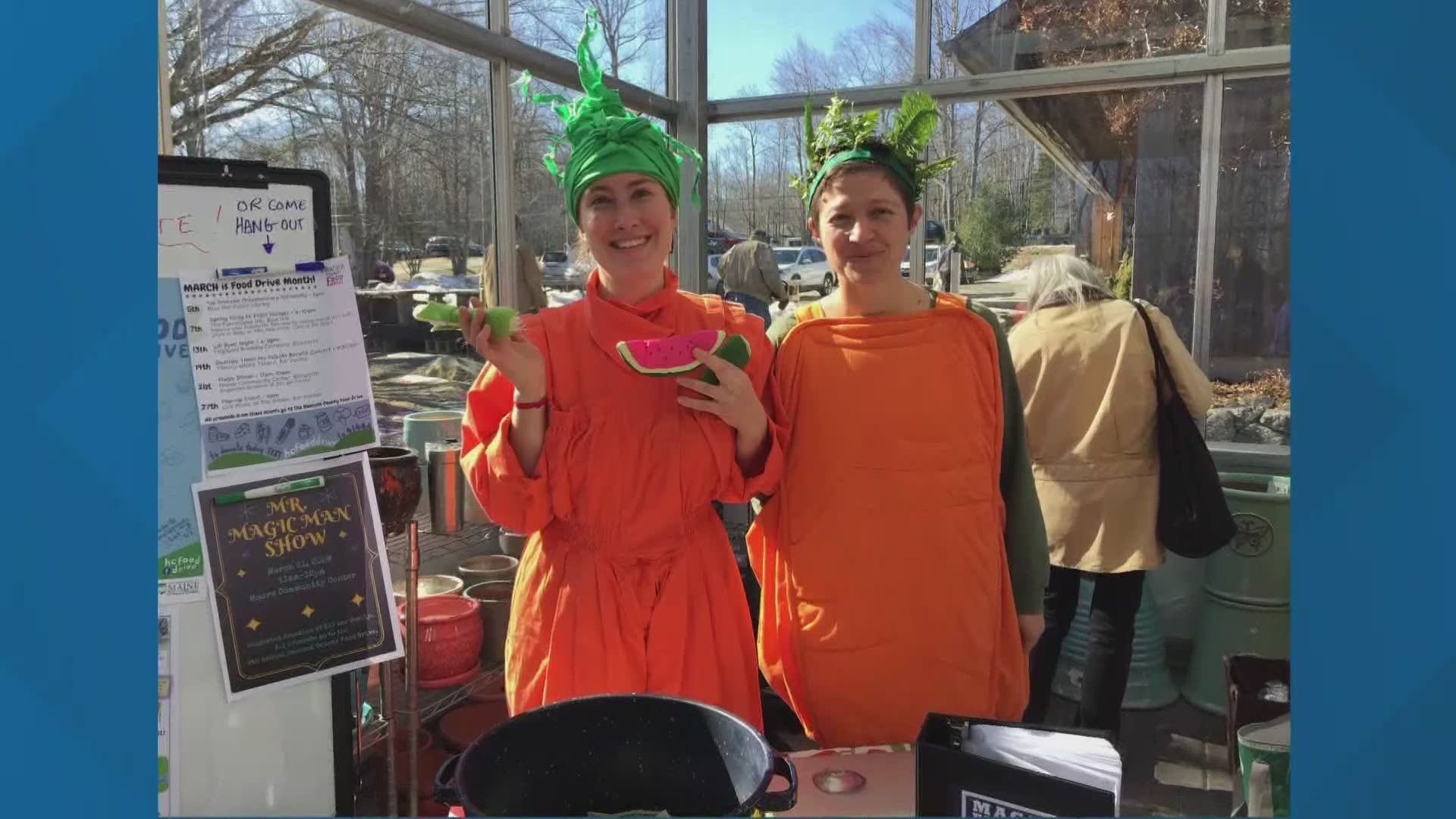Volunteers dressed in costume as fruits and vegetables will collect nonperishable food and cash donations outside of 10 grocery stores across the county.