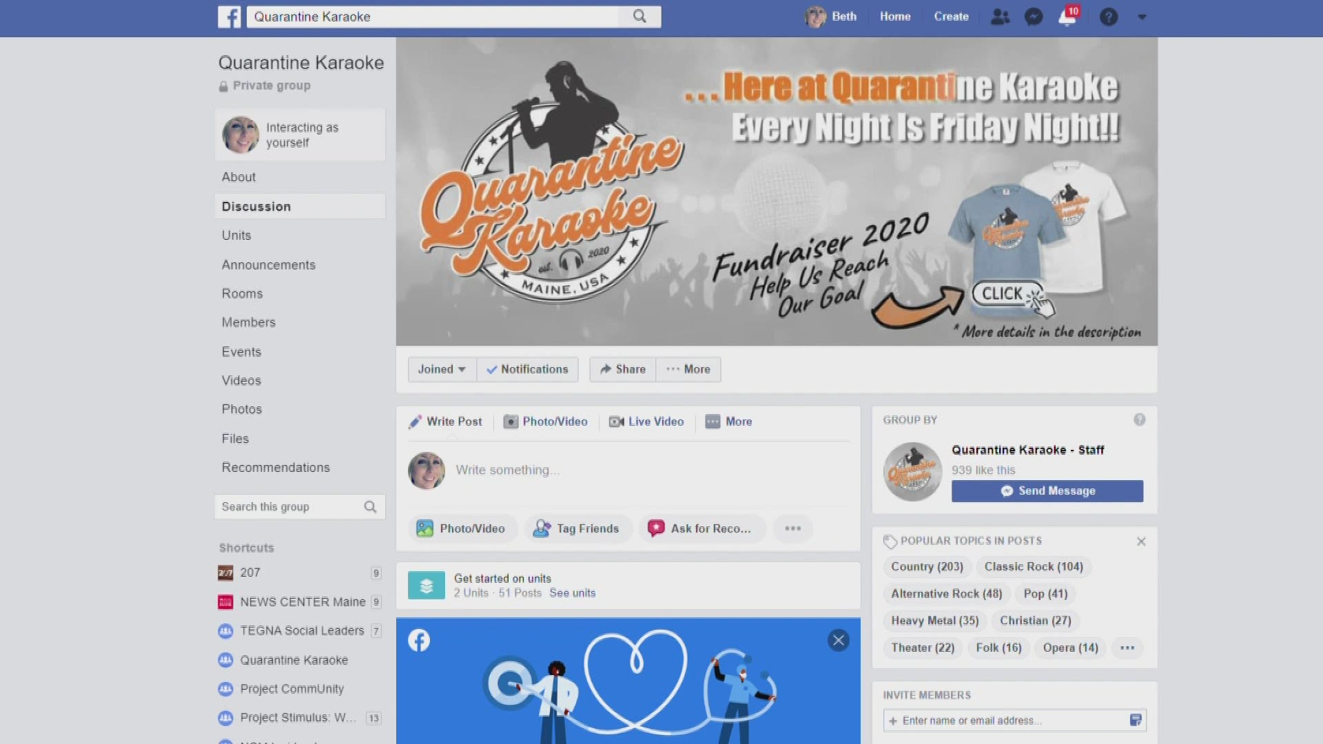 Mark Lum has performed on the popular Facebook Group Quarantine Karaoke, started in Maine.