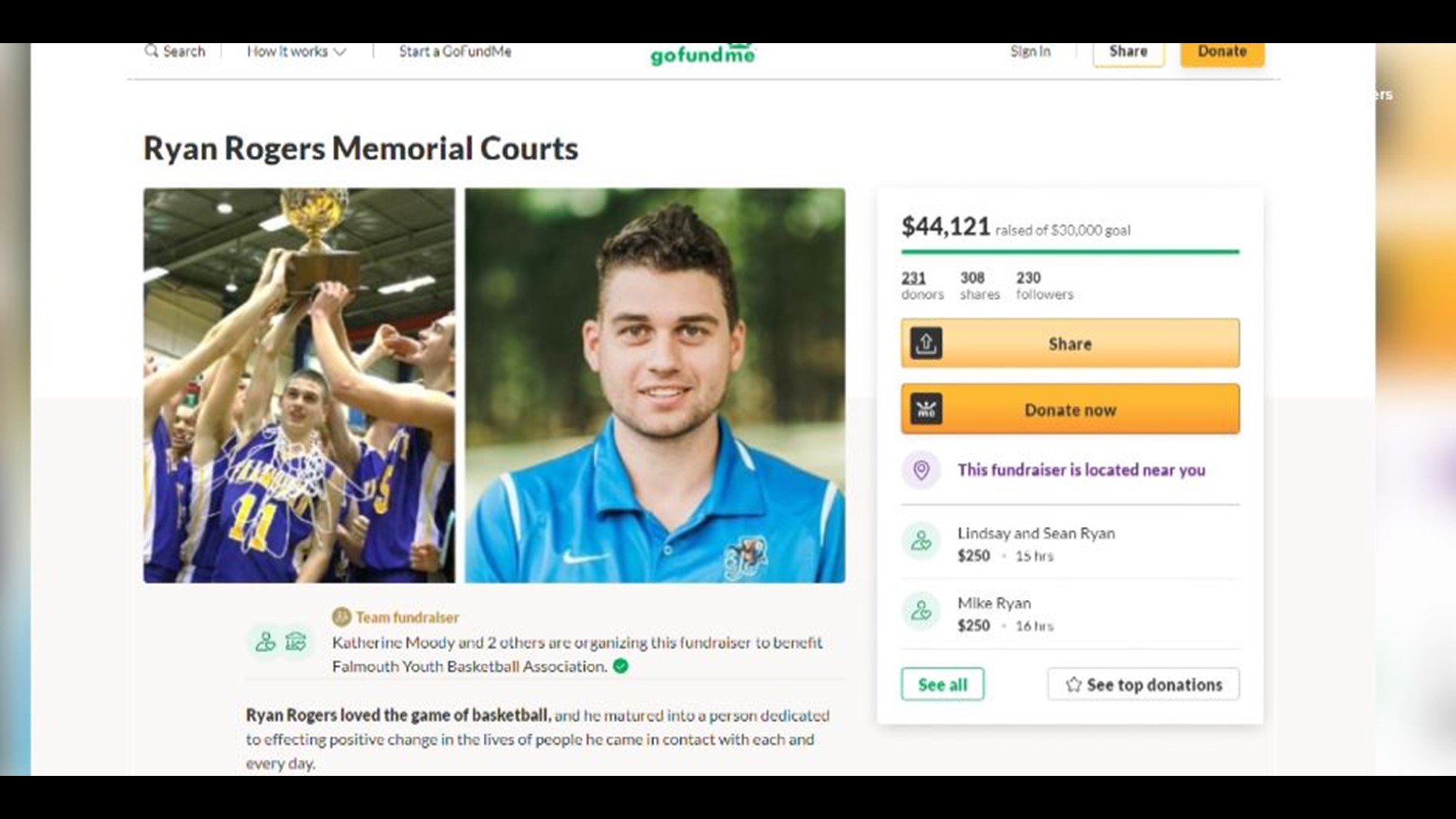 Ryan Rogers lost his battle with brain cancer in April. His family and others are raising money to renovate the courts.