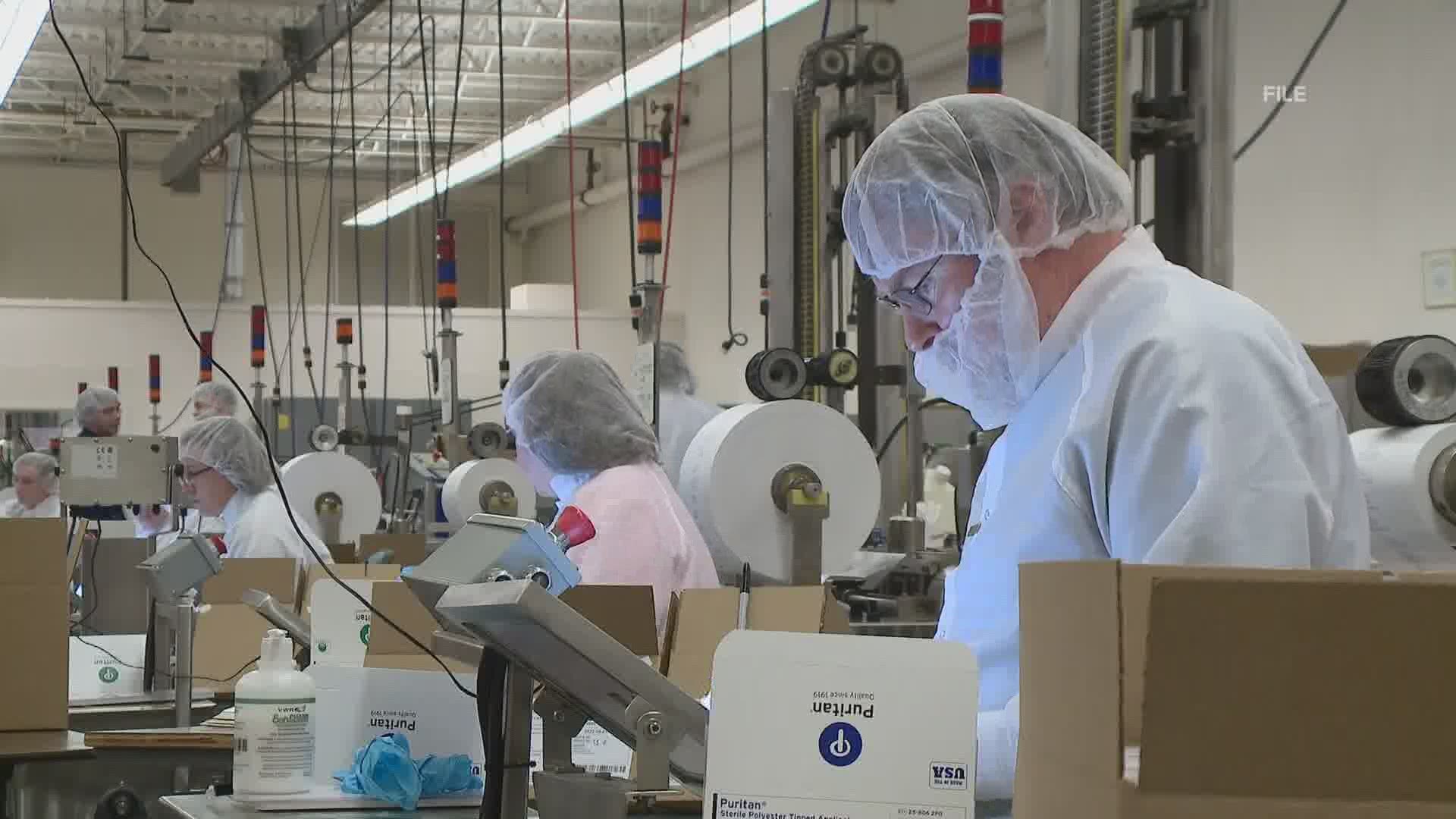 Puritan Medical Supplies is expected to open its new Pittsfield facility in early July. Puritan makes testing swabs, including some for COVID-19.