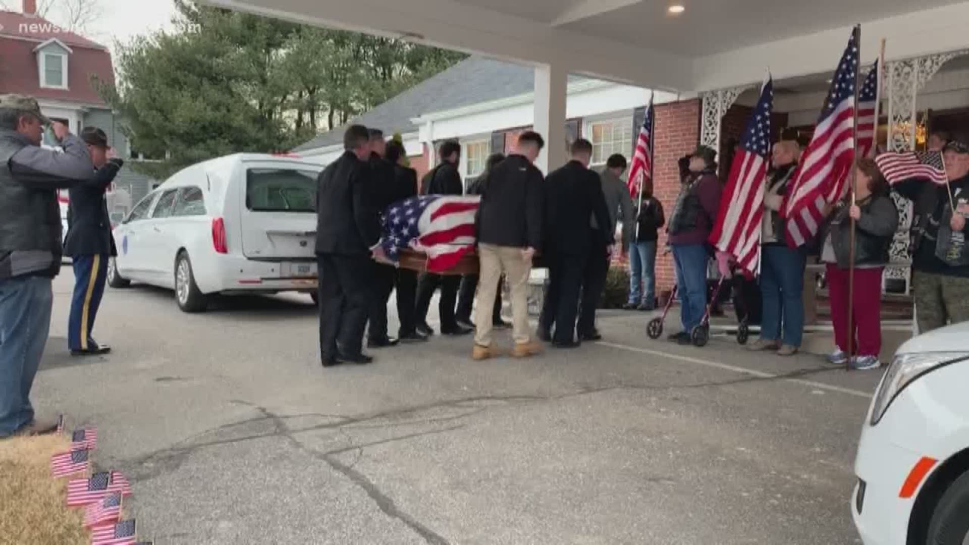 Police escorted the body of Westbrook native Shawn McKeough to Portland Thursday after he was killed last weekend trying to stop a robbery in Arkansas.