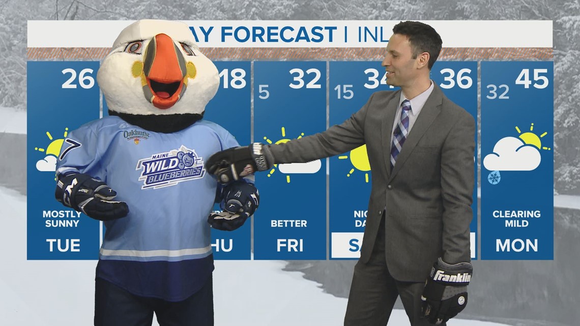 The Maine Mariners' mascot, Beacon, pays NEWS CENTER Maine a visit