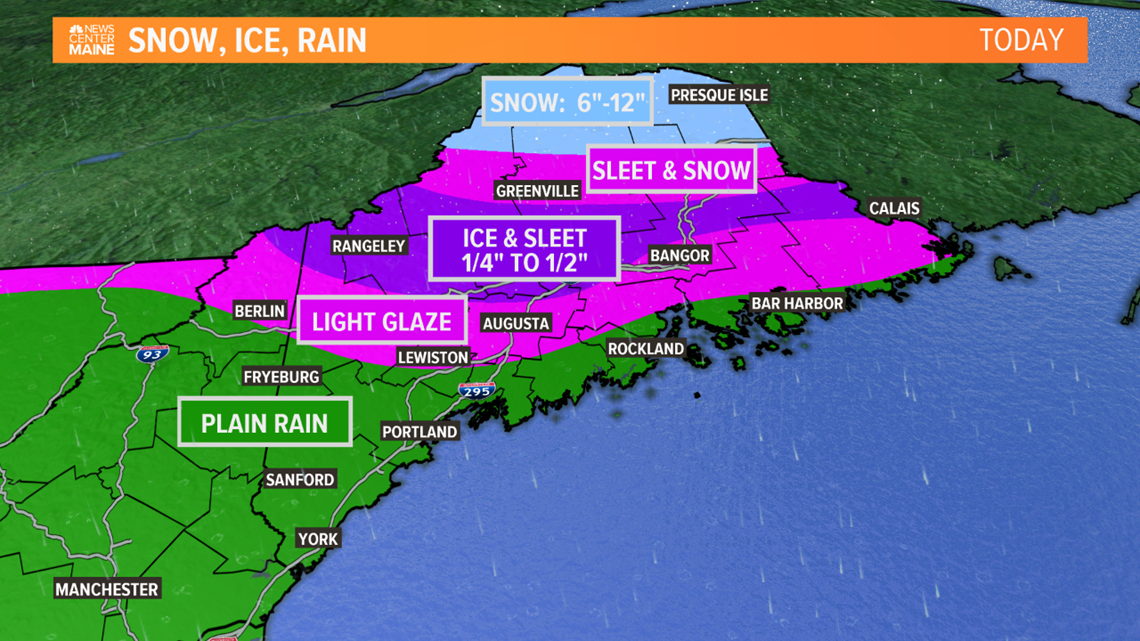 Isolated power outages, slick spots in Maine from January storm