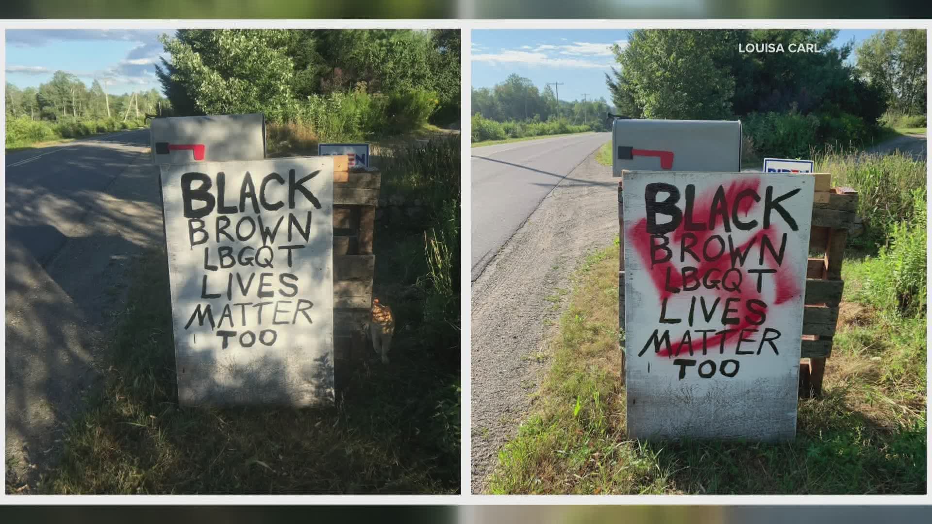 State Police are investigating after a woman says her BLM sign was vandalized with a swastika.
