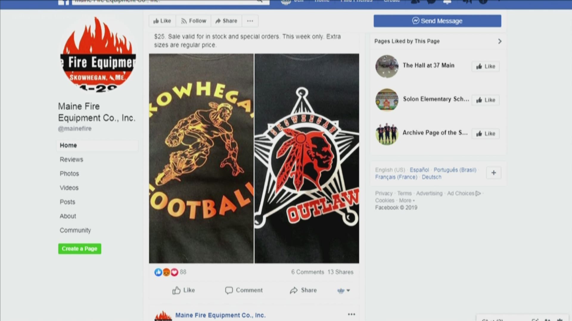 SAD 54 school board member selling apparel with ex-Skowhegan mascot