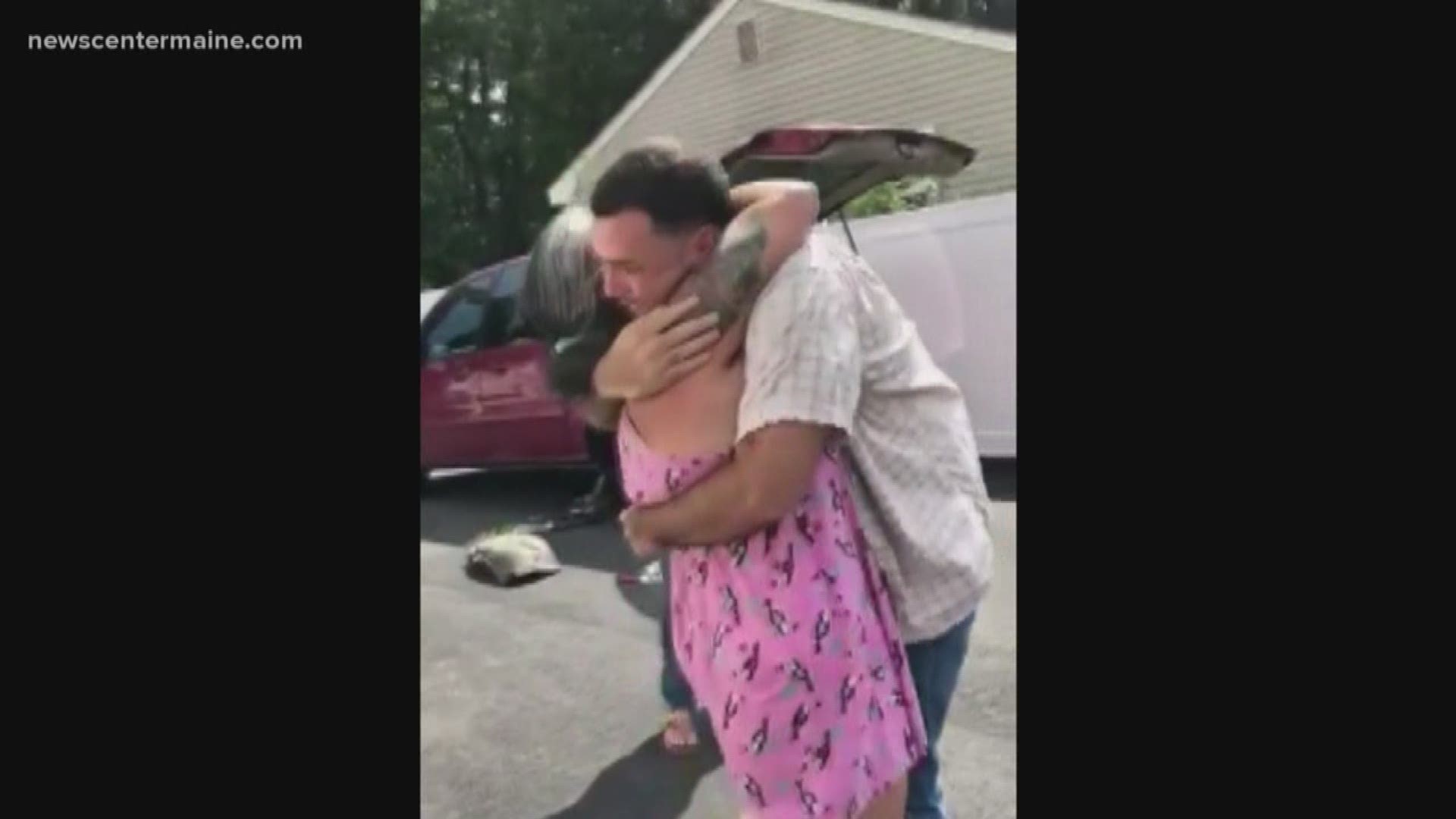 Marine reunited with mother after four years