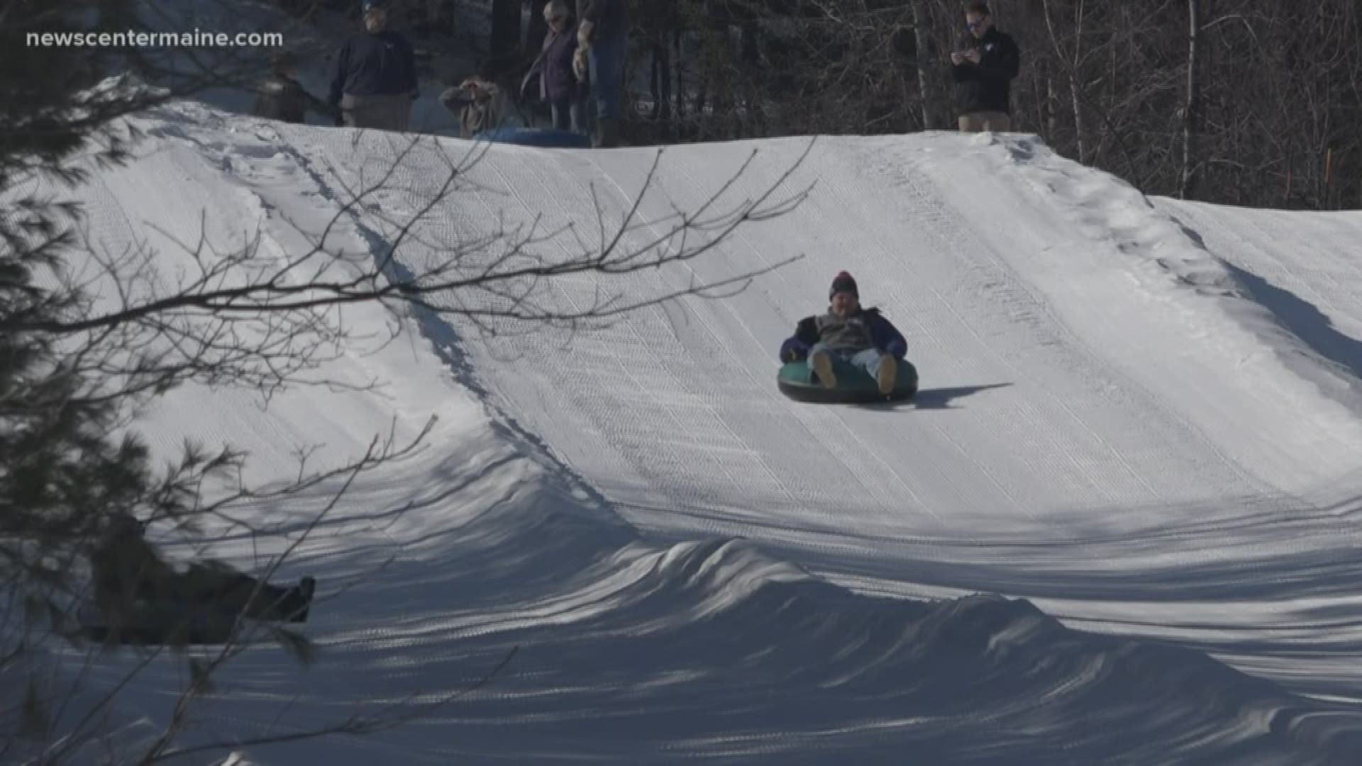 Downeast Horizons special needs members go tubing at Hermon Mountain
