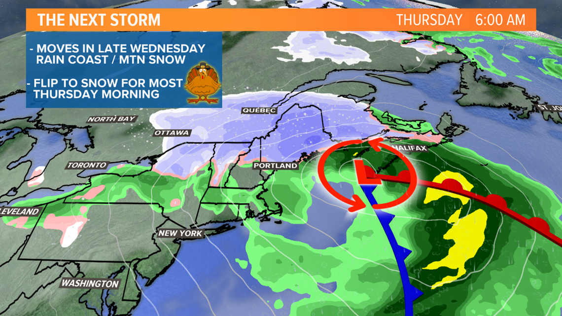 Will it be a white Thanksgiving in Maine? It's possible