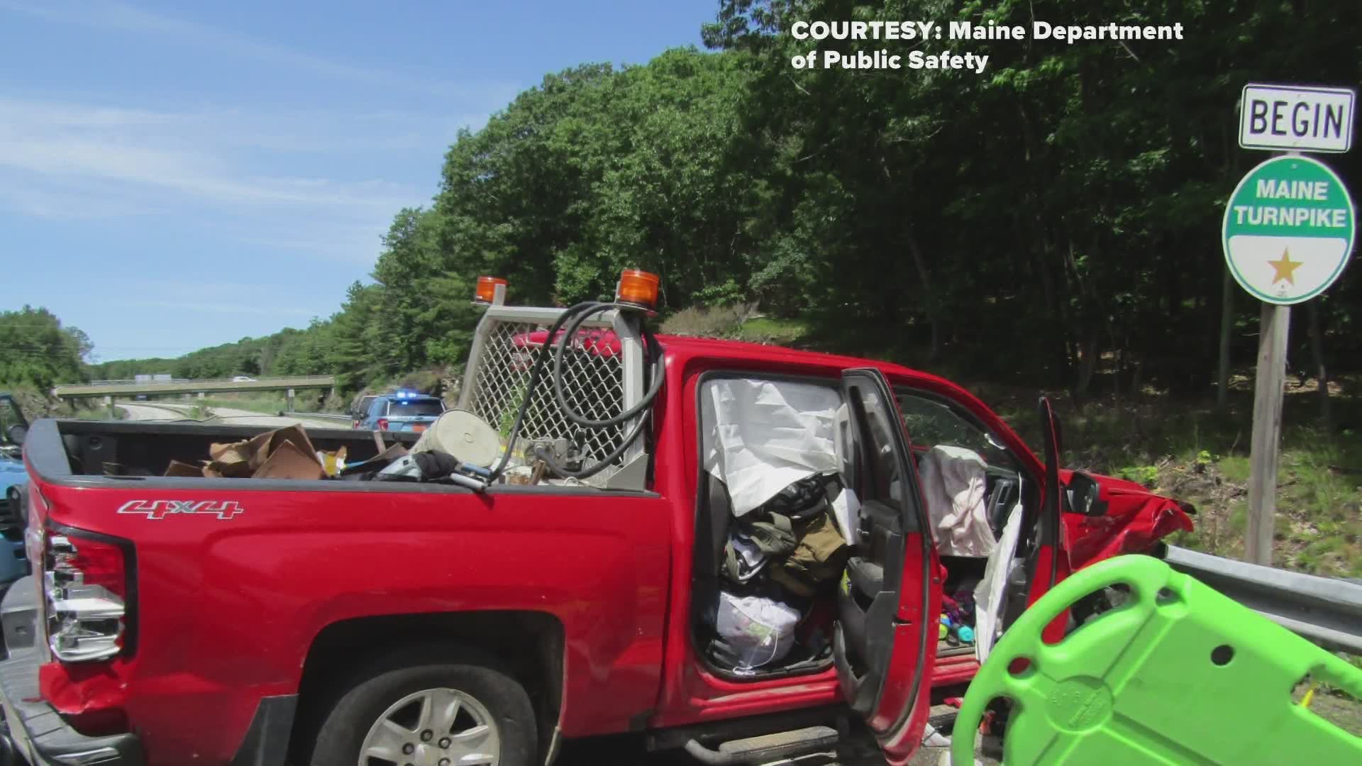 According to Maine State Police, Mary Joe Heffron of N.H. was driving a stolen truck when she lost control and collided head-on with a car on the Falmouth Spur.