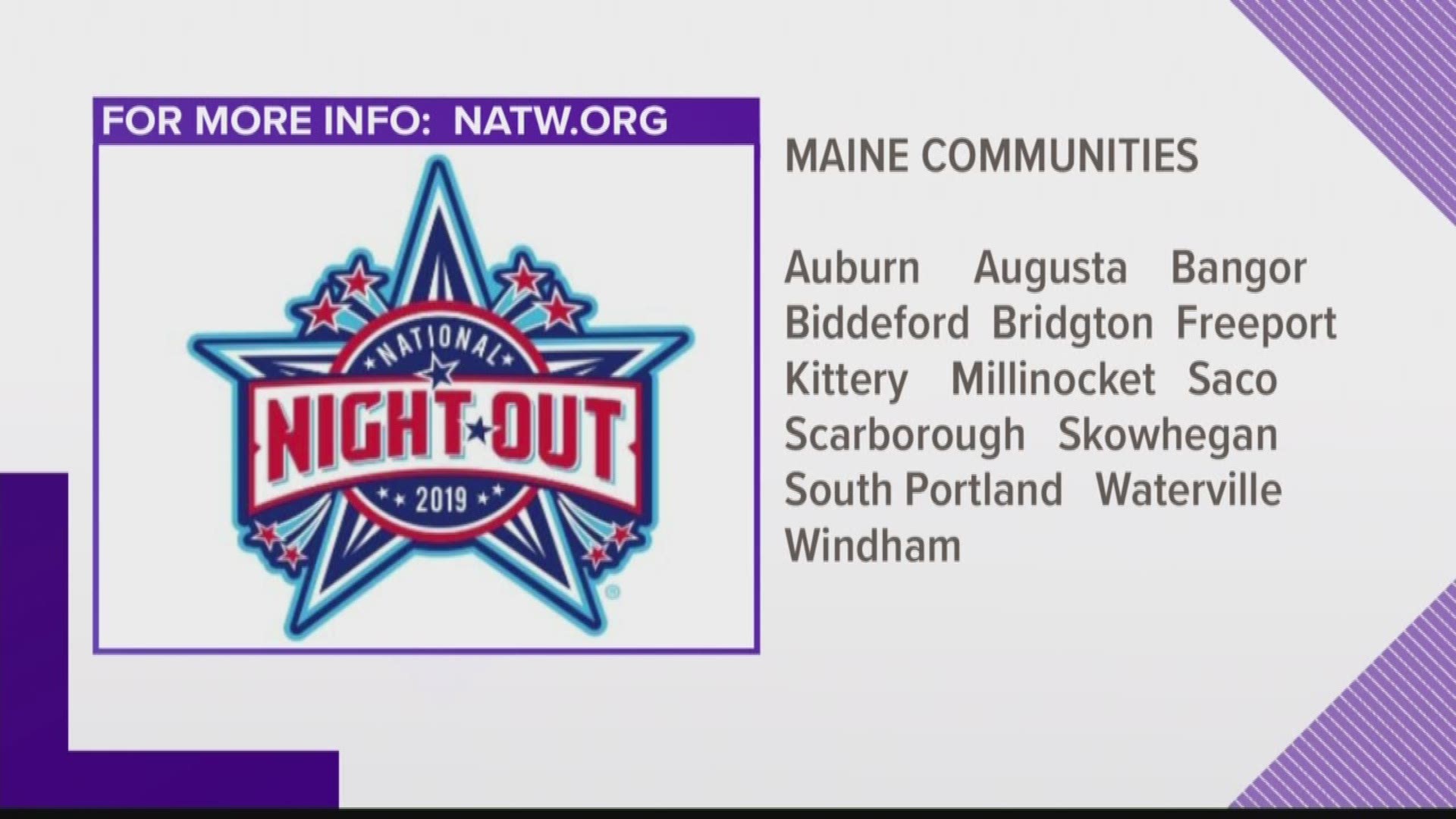 Across Maine and the U.S. on Tuesday, August 6, communities are coming together with police for National Night Out.