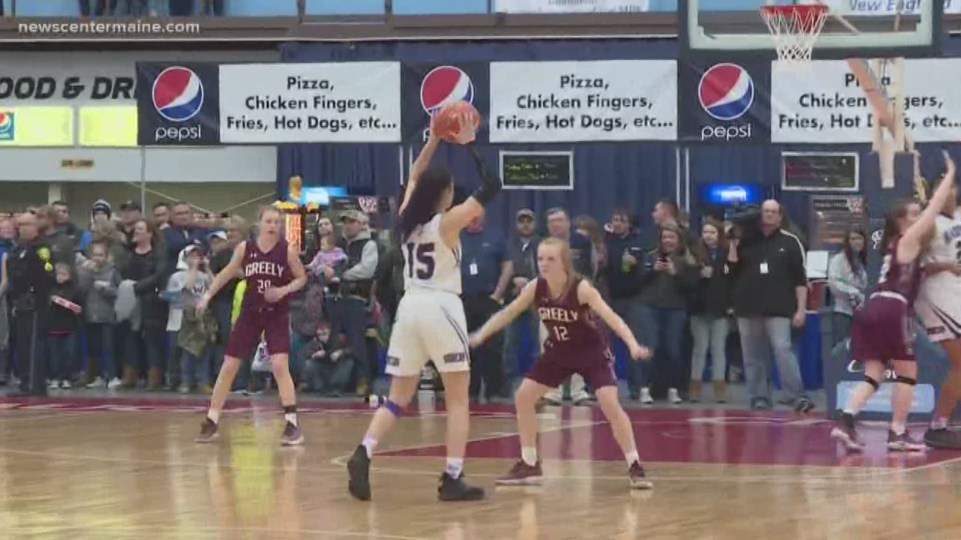 Class A girls Greely vs. Hampden Academy and boys Greely vs. Lawrence high school basketball teams face off in the state championship games.