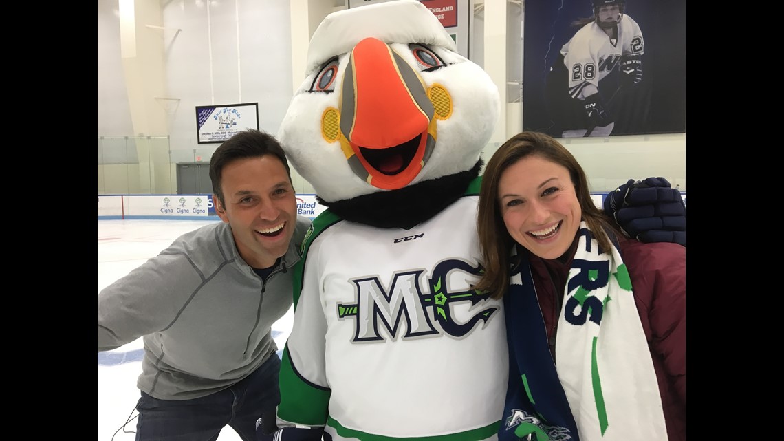 BEACON the Puffin  The Maine Mariners introduce their new mascot