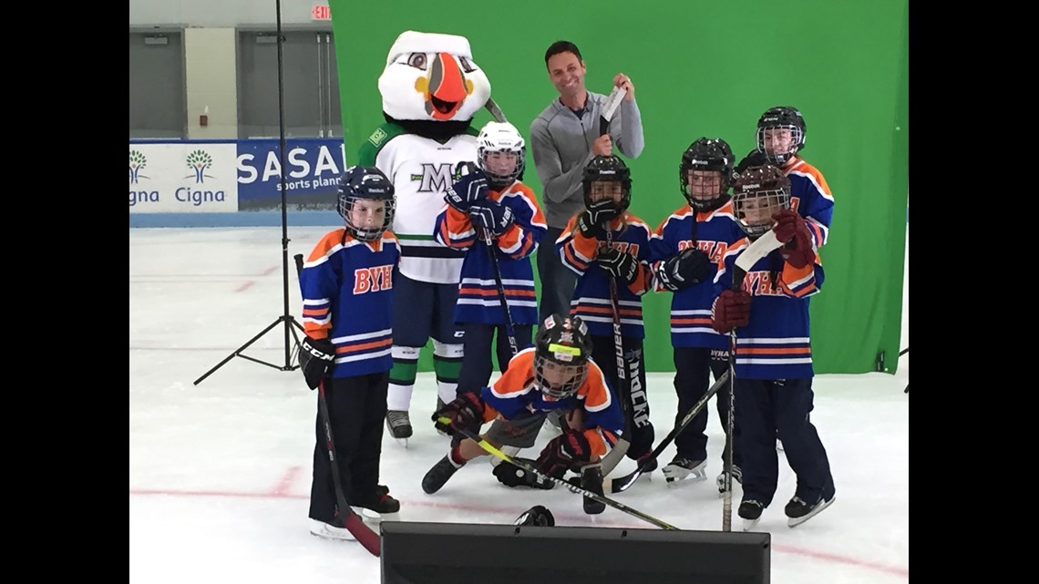 BEACON the Puffin  The Maine Mariners introduce their new mascot