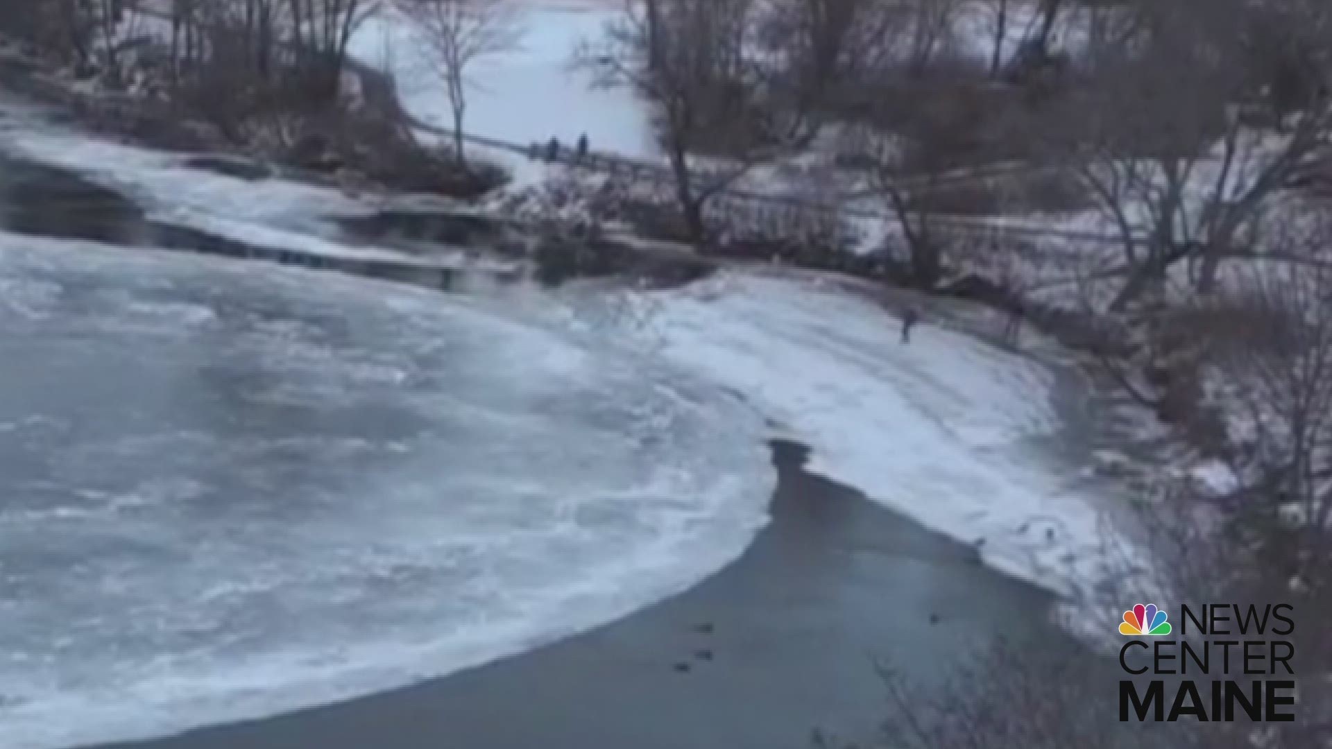 A couple of brave people attempted to walk out on the Westbrook ice disc on Wednesday. They didn't quite make it