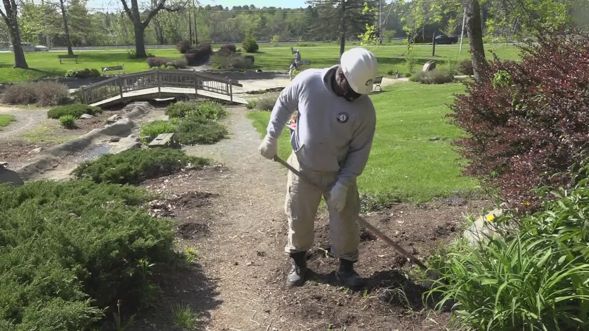 The work is being done by a team of AmeriCorps members from all across the country, who will be spending the next two months in Bangor doing what they can to help.