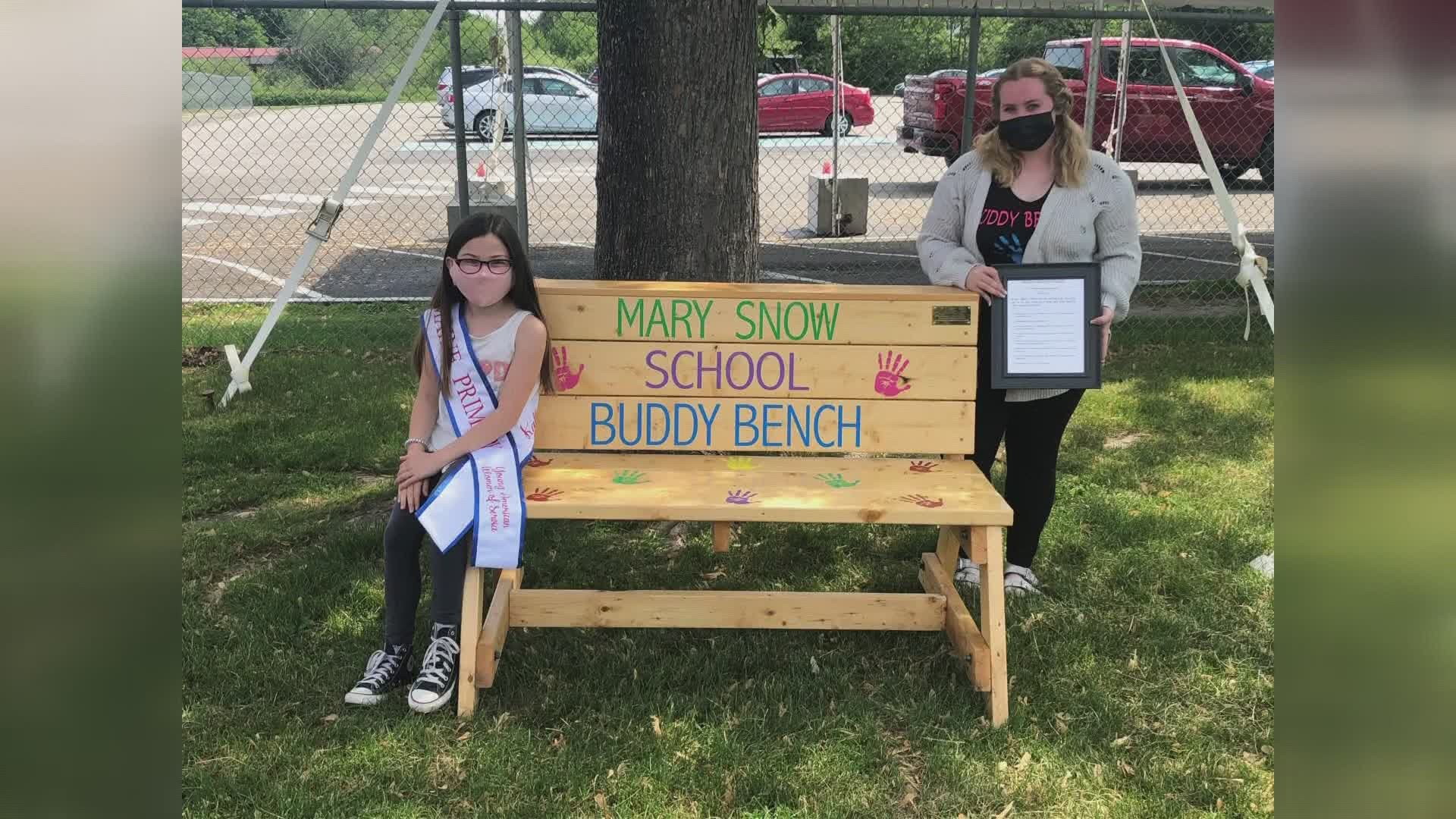 Kallie McPheters is a 4th grader at the Mary Snow School, and she wanted to make sure that anyone in need of a friend had a place to find one on the playground.