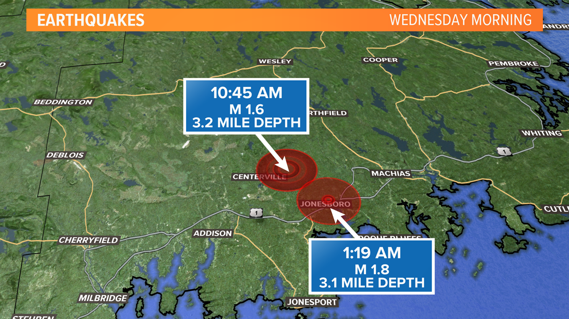 Two minor earthquakes reported in eastern Maine Wednesday morning