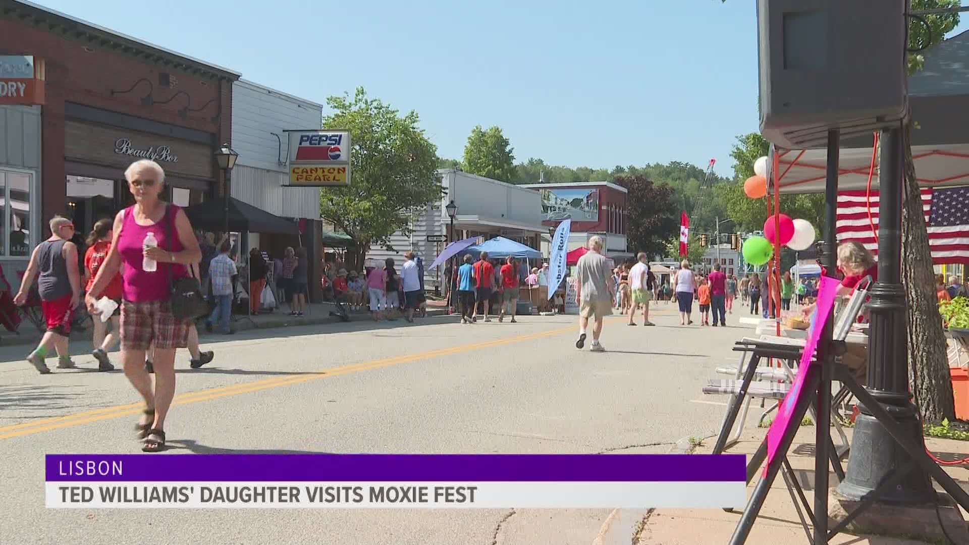 Lisbon hosts 37th annual Moxie Festival and special guest, Claudia Williams, daughter of Red Sox legend Ted Williams, helped the town to celebrate.