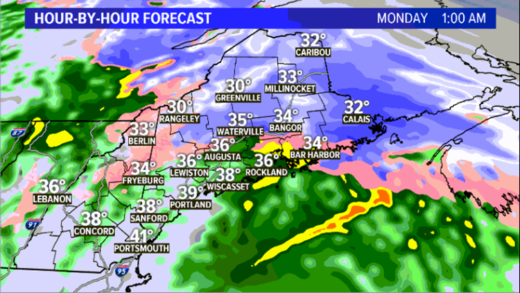 Mountain snow Sunday, more widespread Monday in Maine | newscentermaine.com