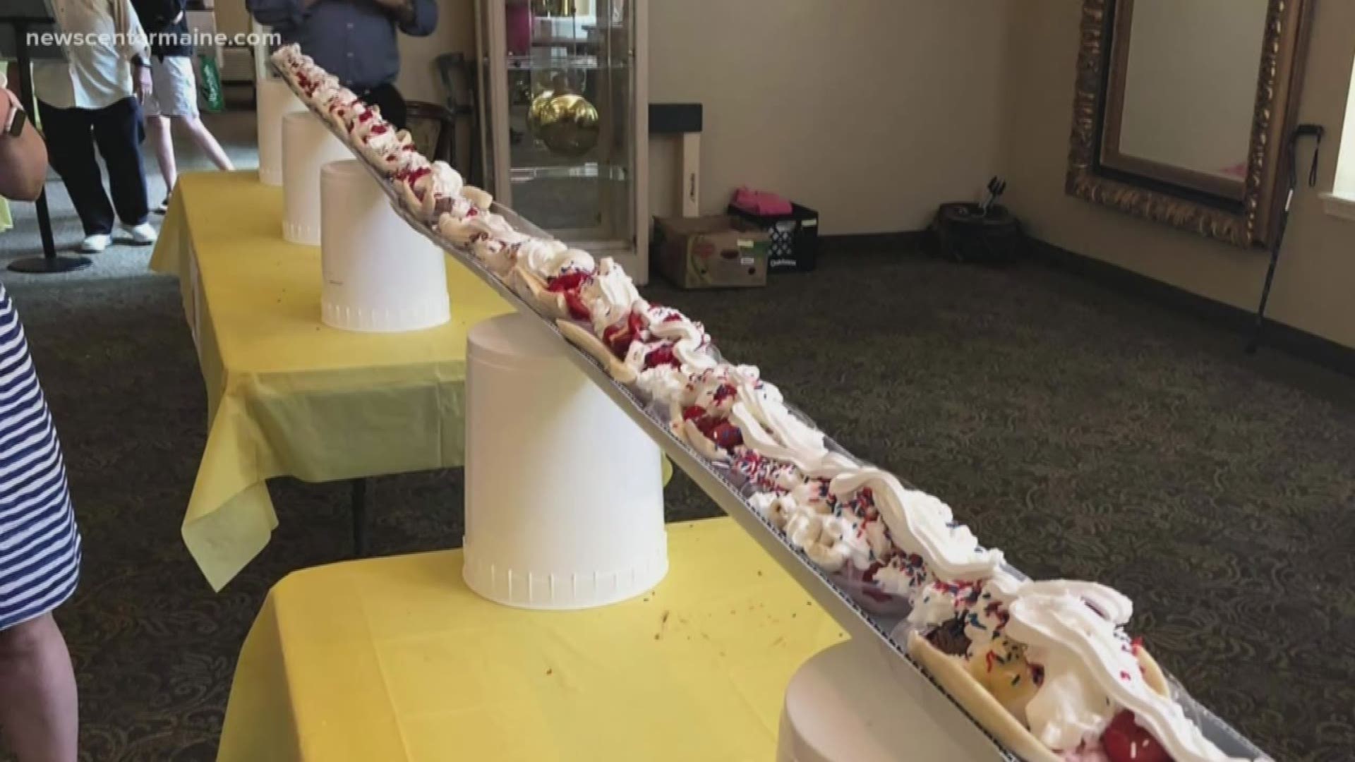 People met at the Woods at Canco to build the city's longest banana split.