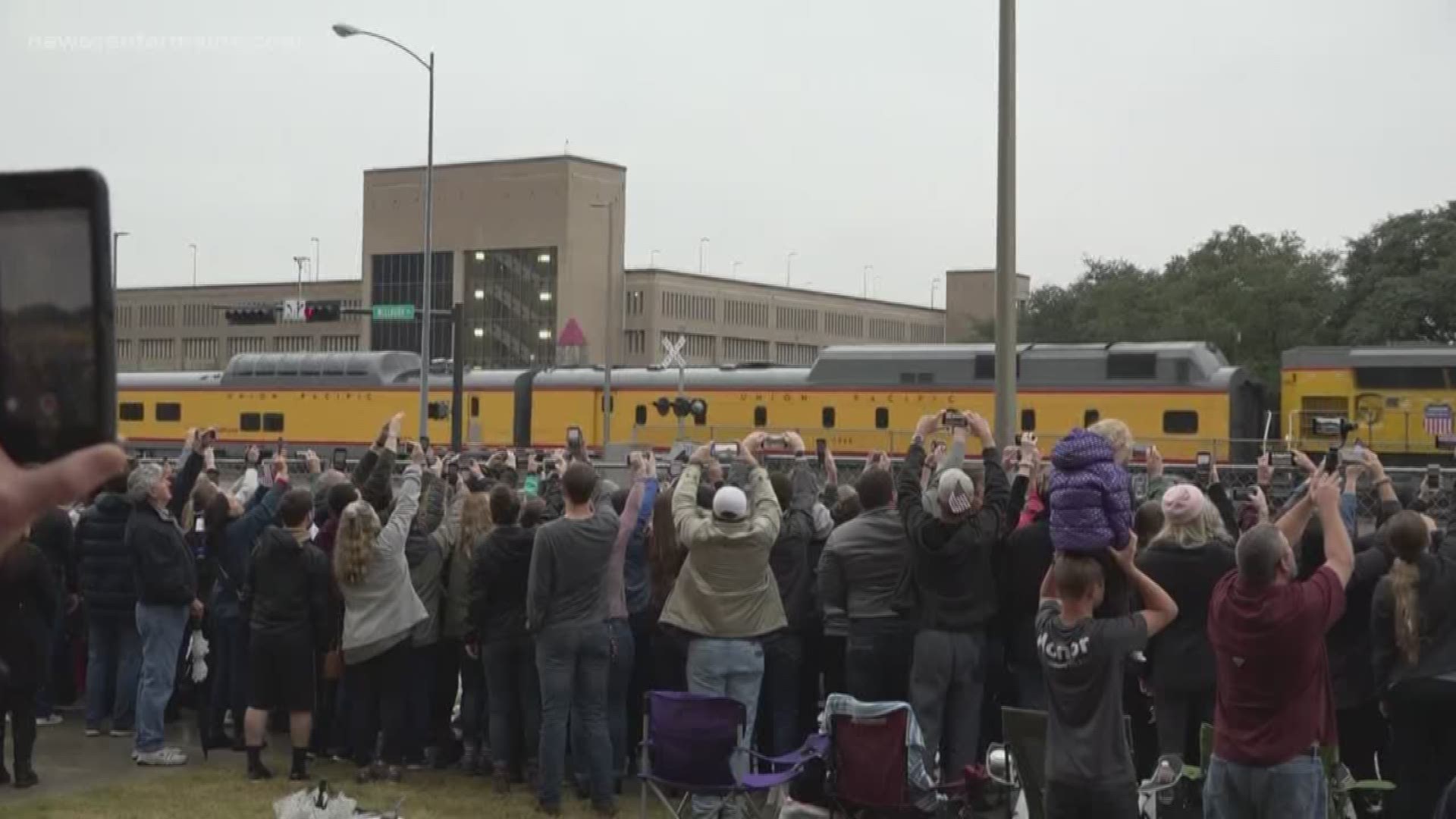 Thousands lined up to see the President and Family arrive in College Station, TX