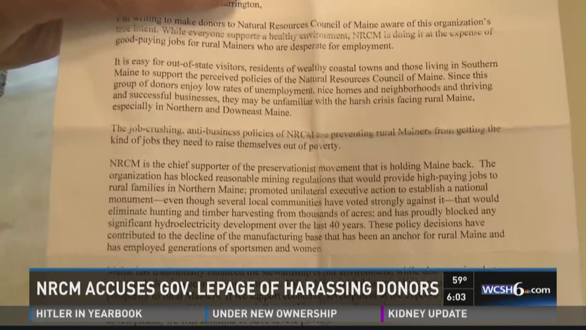 NCRM accuses Gov. LePage of threatening donors.