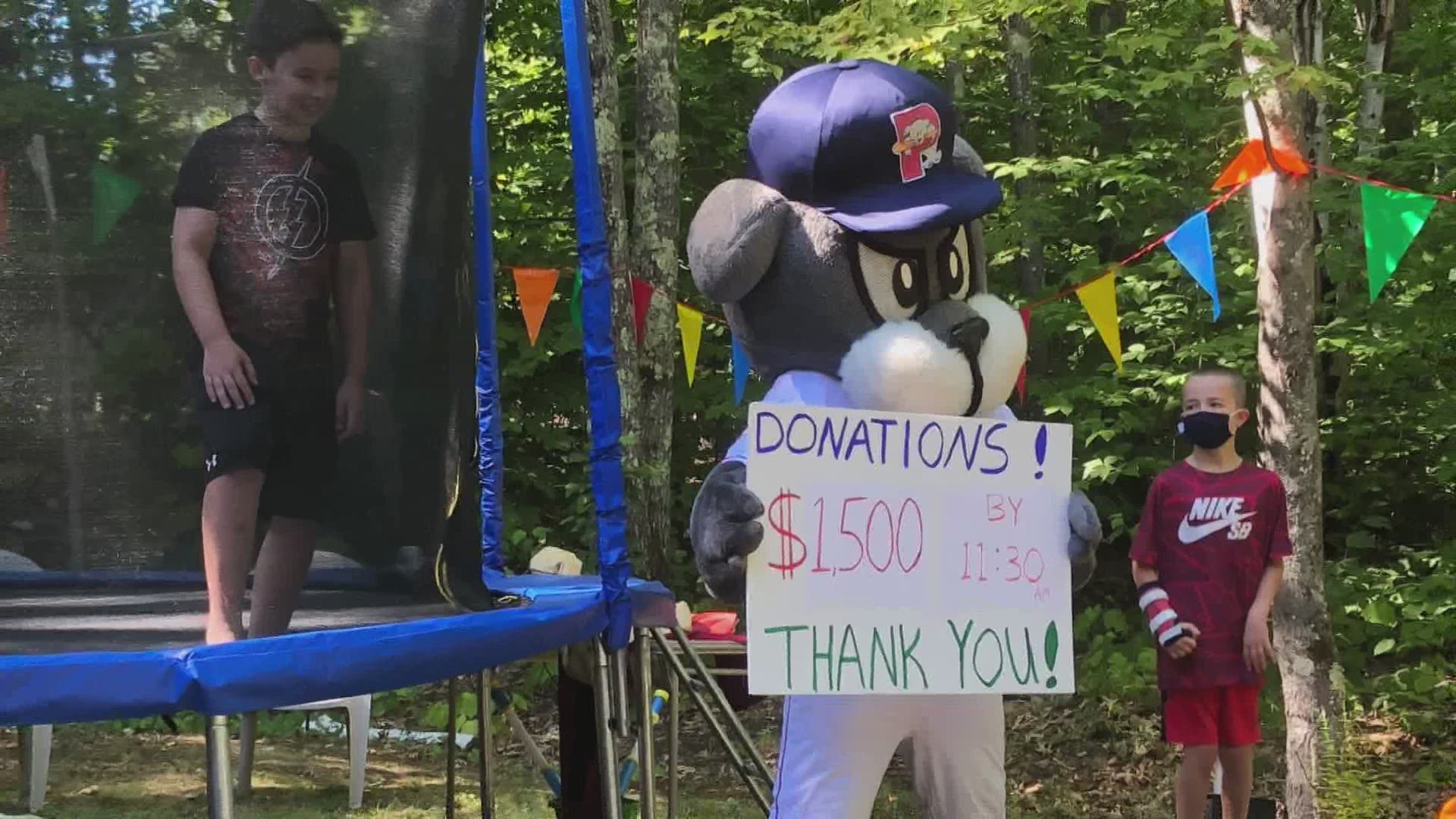 10-year-old Jackson Welch spent 24 hours on a trampoline to raise money and help the Animal Refuge League of Greater Portland.