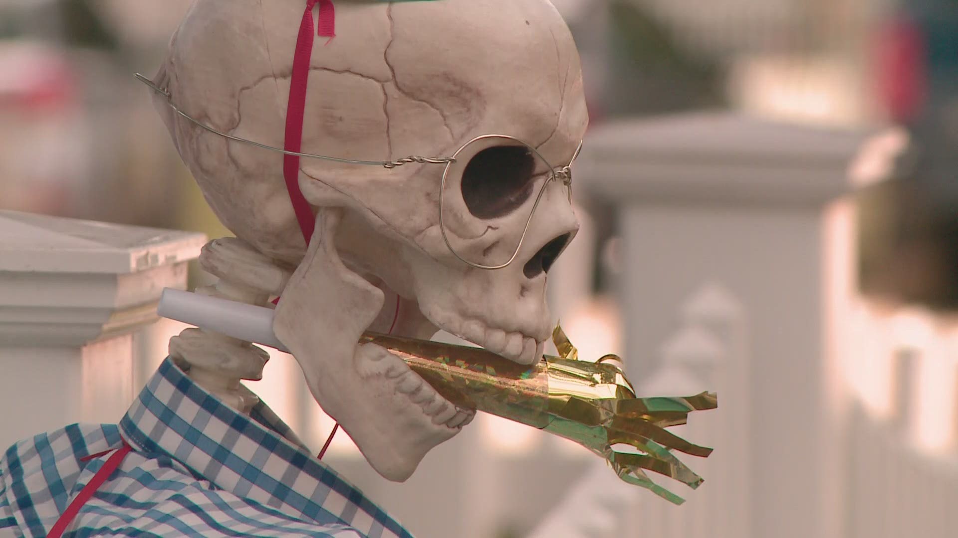 Skeleton couple in Yarmouth bringing joy and laughter during pandemic