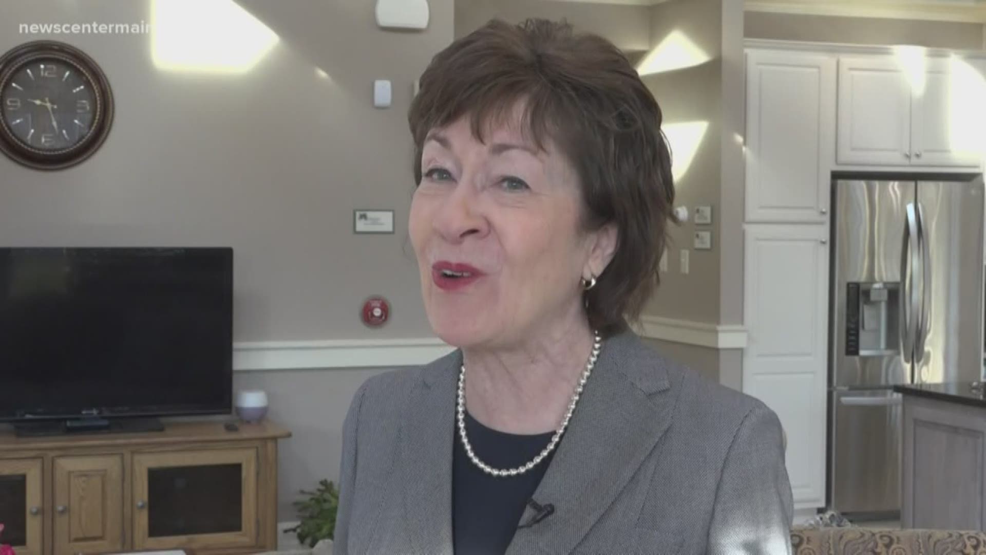Protesters organized by a group called 'Mainers for Accountable Leadership,' gather at all six of Senator Susan Collins' Maine offices on Tuesday