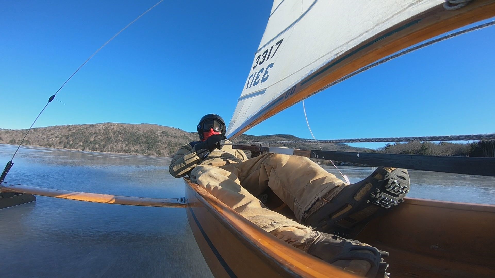 Sailing on the hard water in Maine