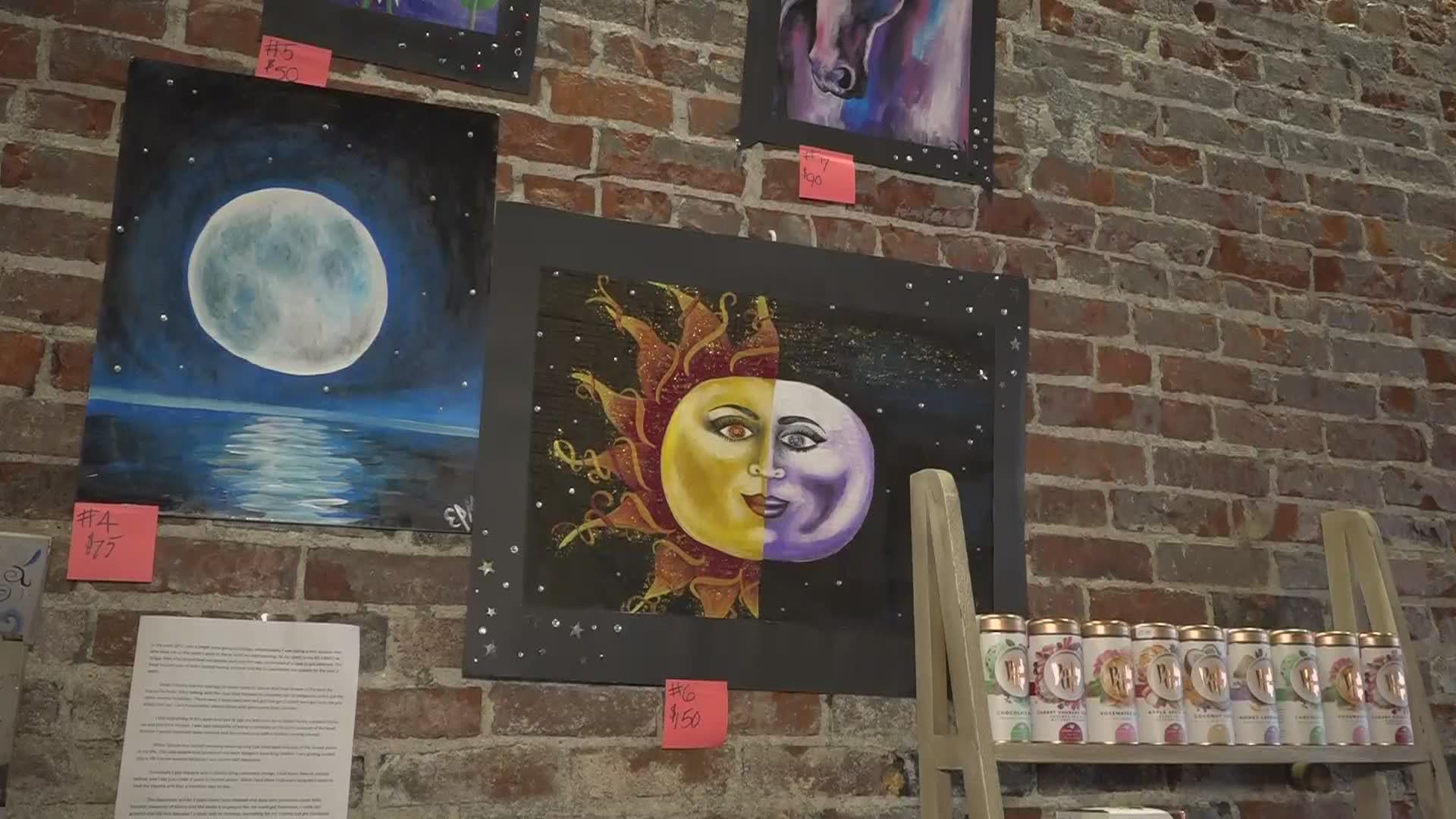 Elizabeth Mikotowicz's artwork is featured at the Adams Community Gallery in Bangor for the month of September to raise awareness about addiction and recovery.