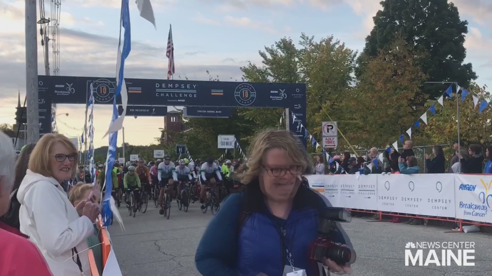 Patrick Dempsey and family lead start of 25-mile cycling group at 2018 Dempsey Challenge
