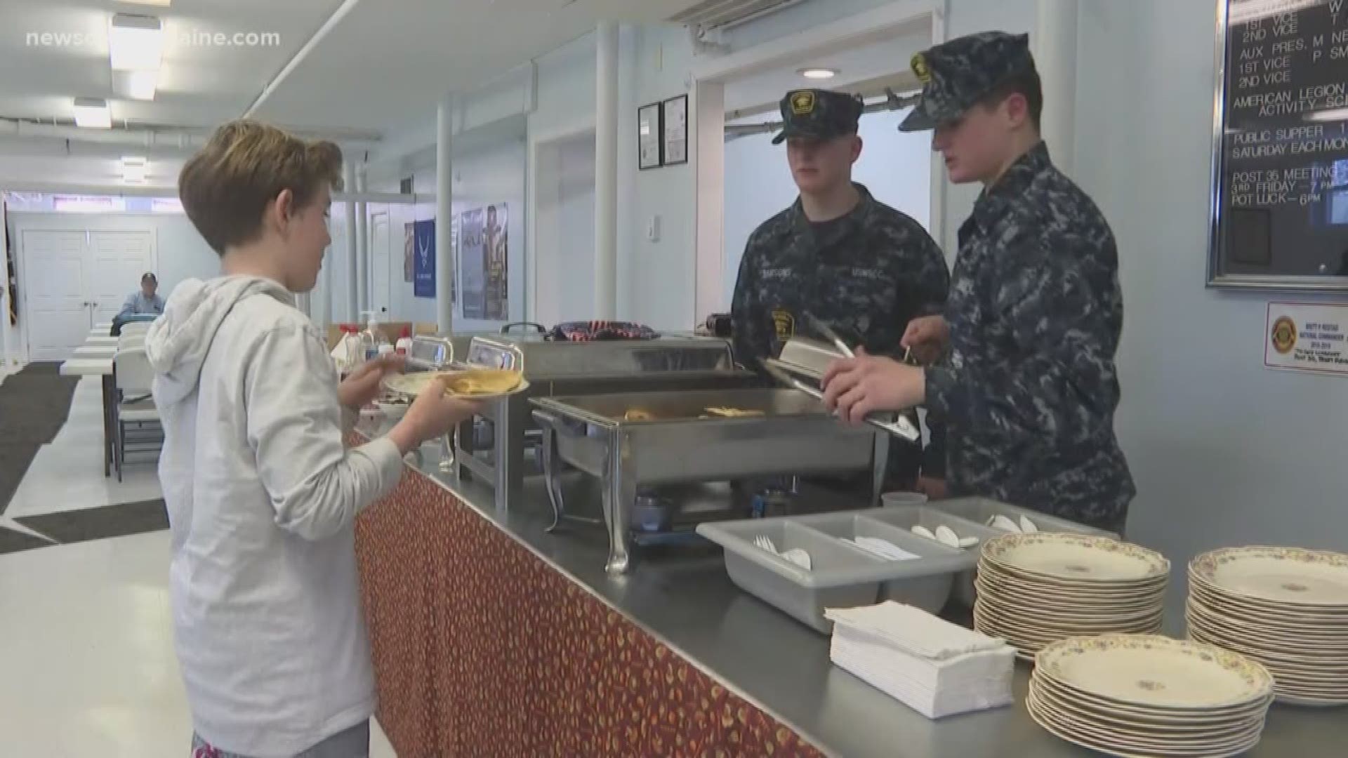 Dozens of cadets from the Coast Guard Group Portland Division held a combined breakfast fundraiser and food drive.