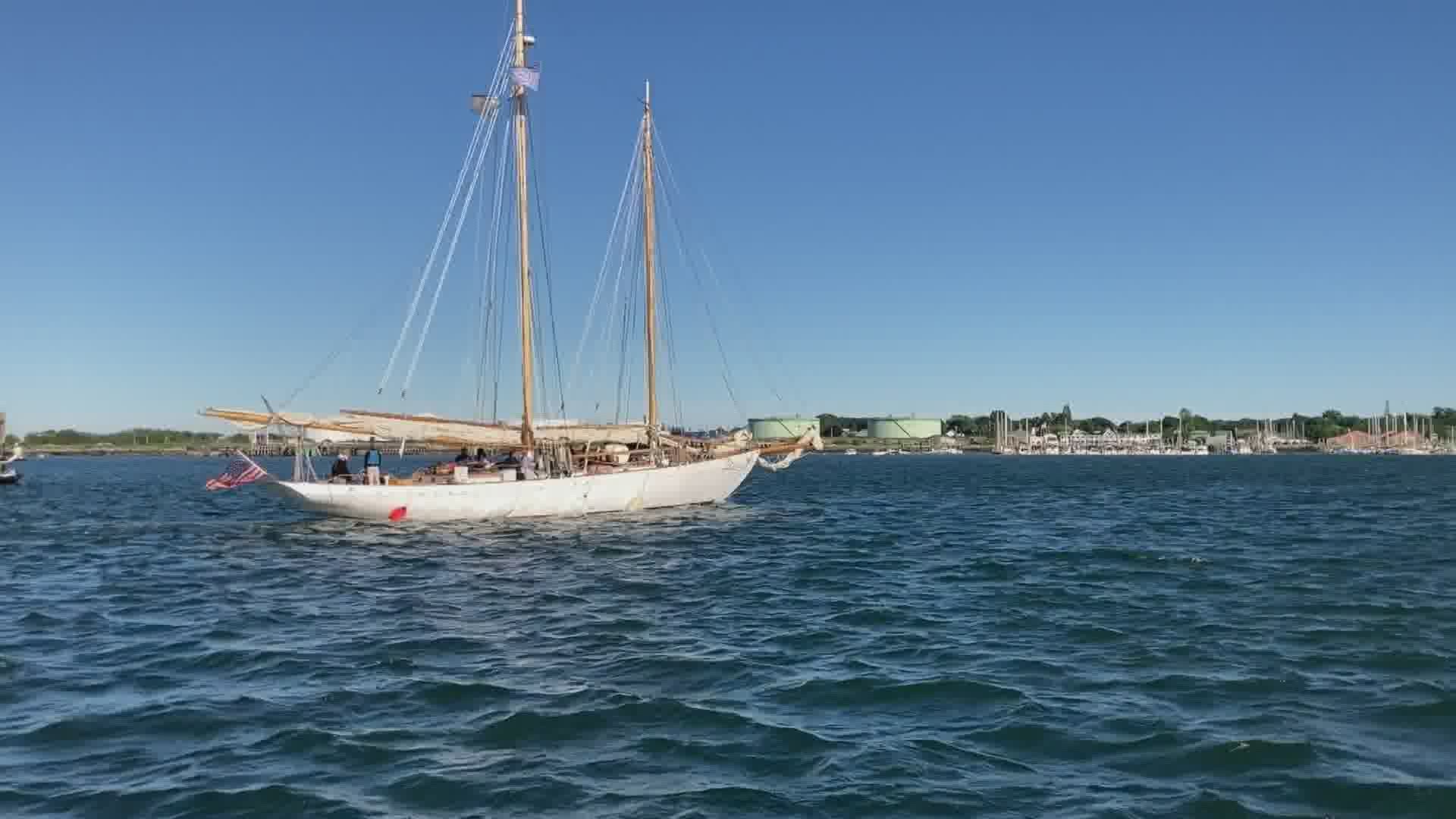 Meteorologist Mallory Brooke goes sailing on the Timberwind schooner from the Portland schooner company.