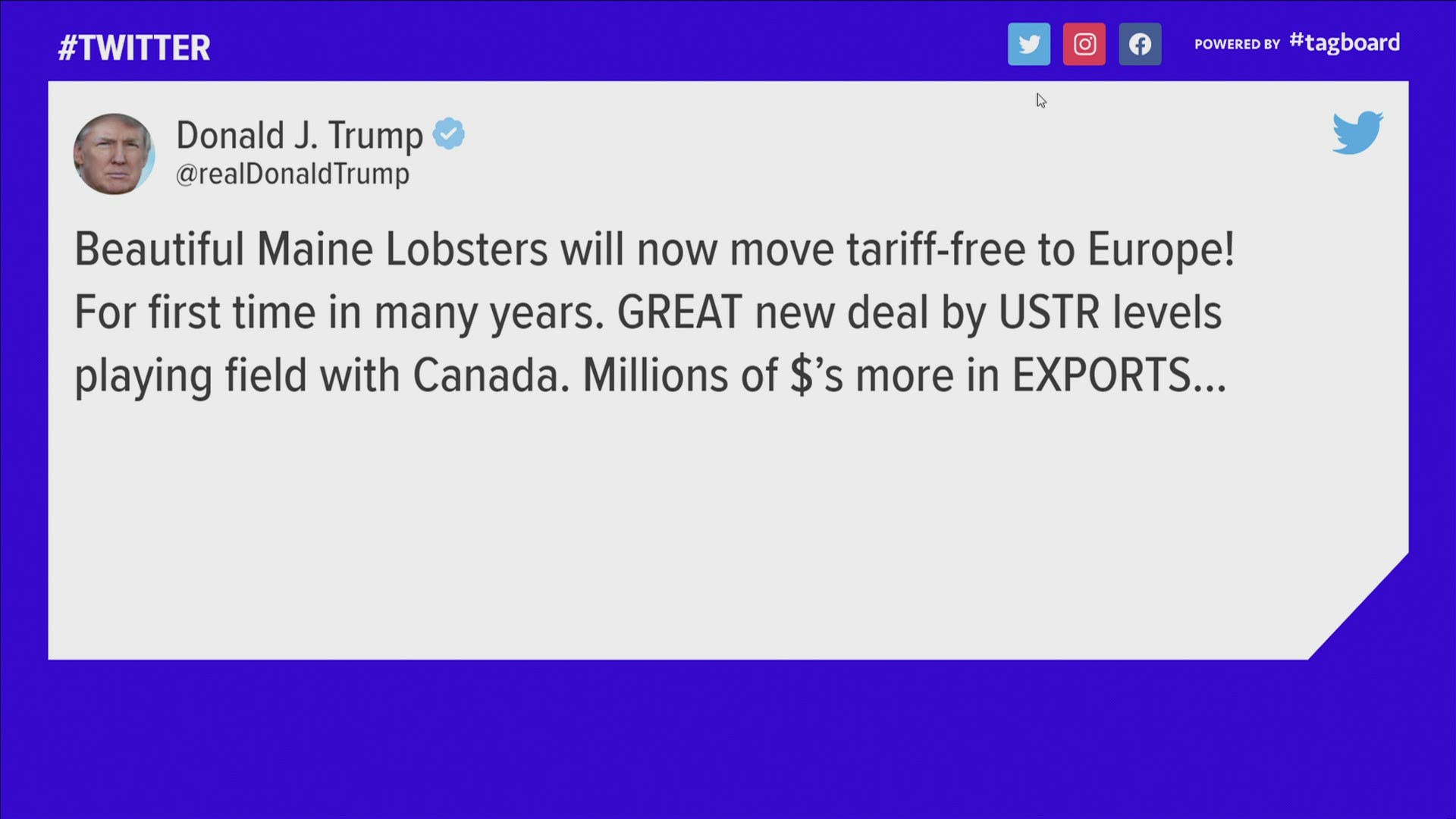 President Trump singles out Maine towns in Tweets about lobster tariffs agreement with EU