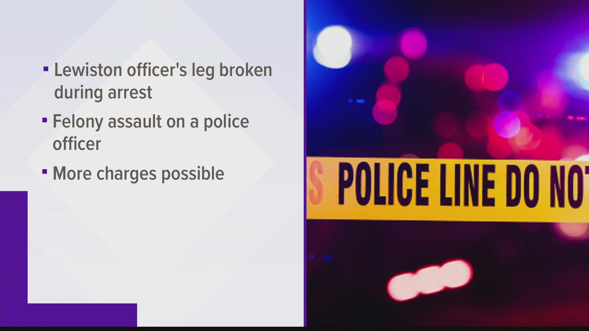 A police officer in Lewiston breaks his leg while making an arrest