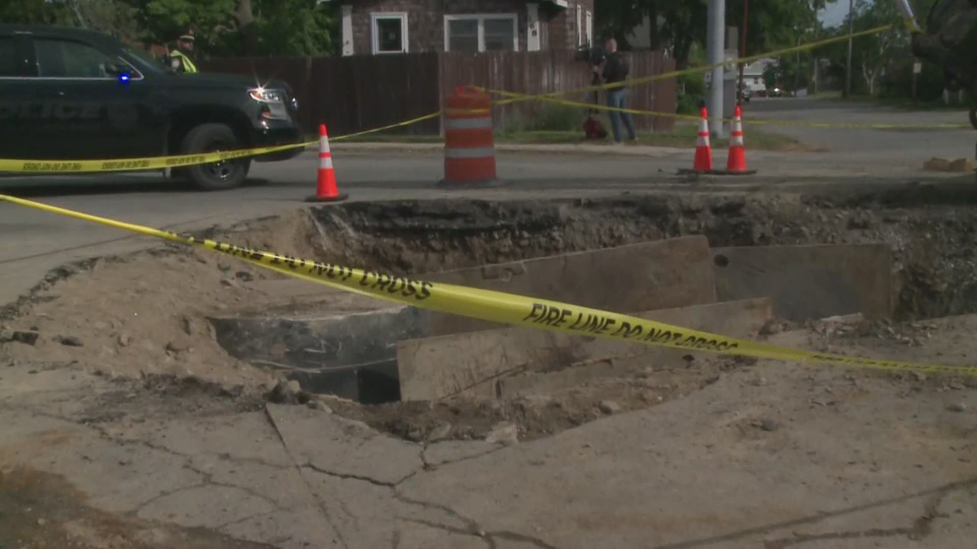 A construction worker in South Portland had to be pulled out of a trench that collapsed on top of him.