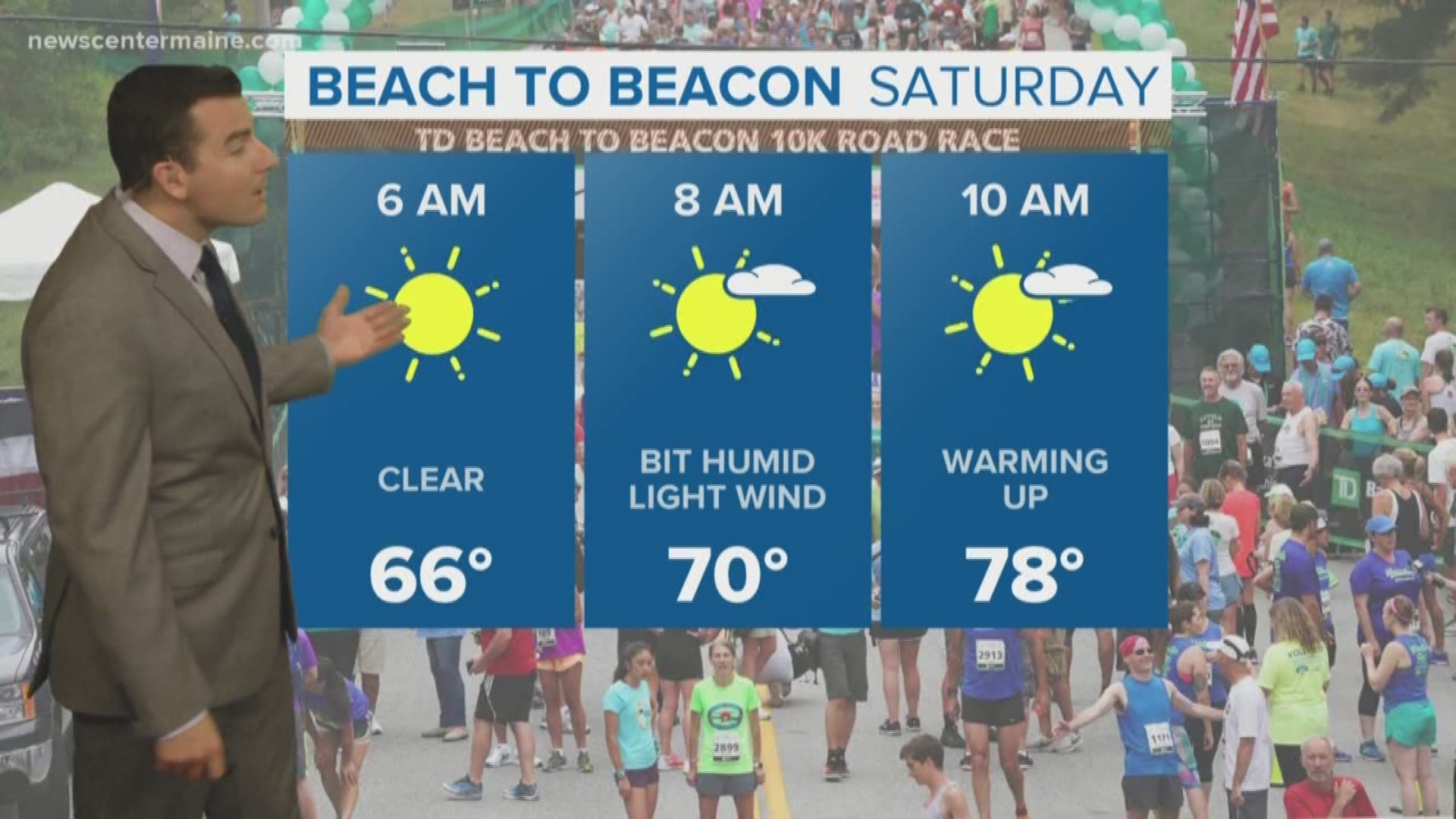 Meteorologist Ryan Breton says that for most runners, it will feel hot during the second part of the race.