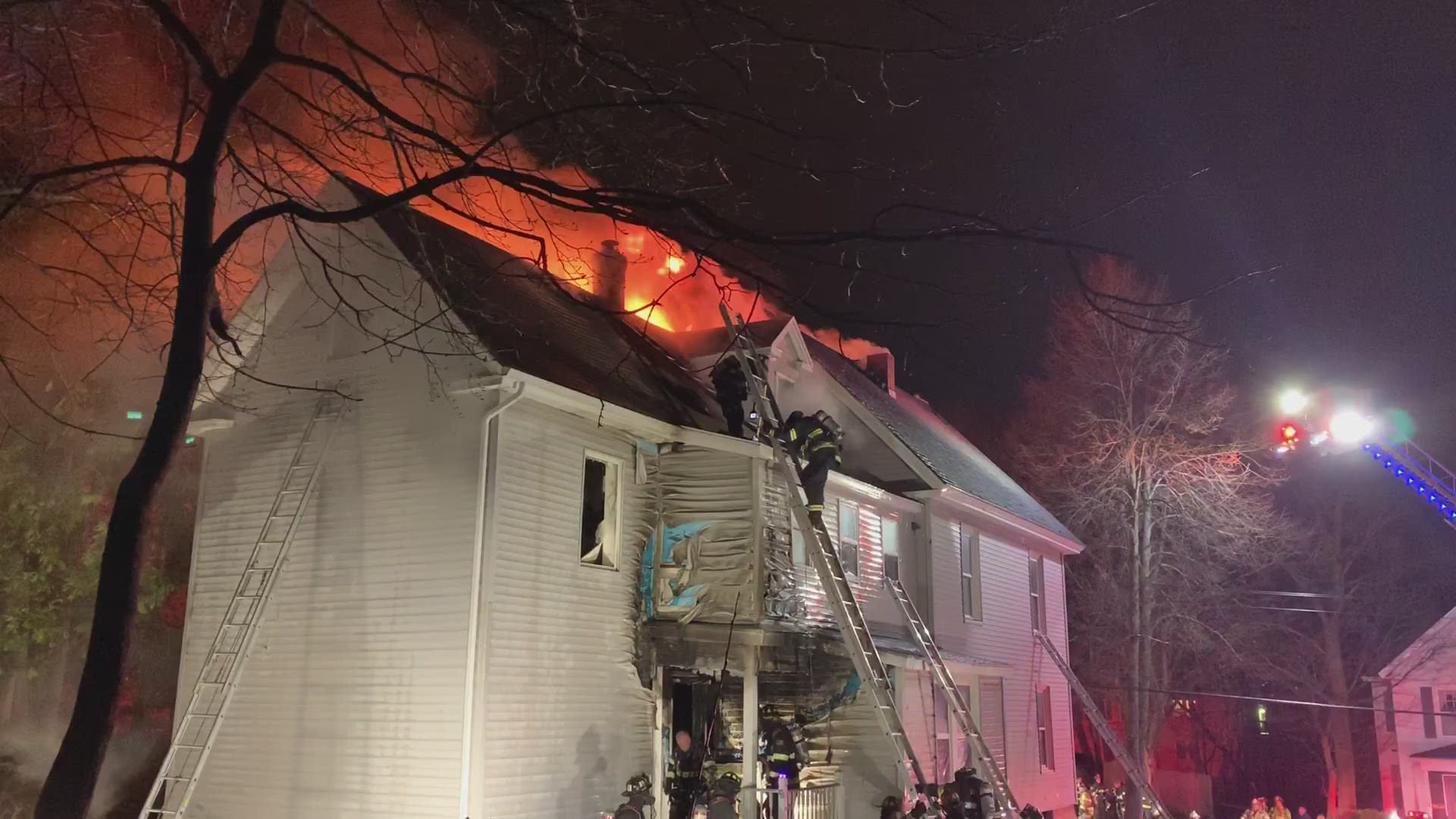 Crews from surrounding areas responded to a fire on Warren Street in Bangor Friday night.