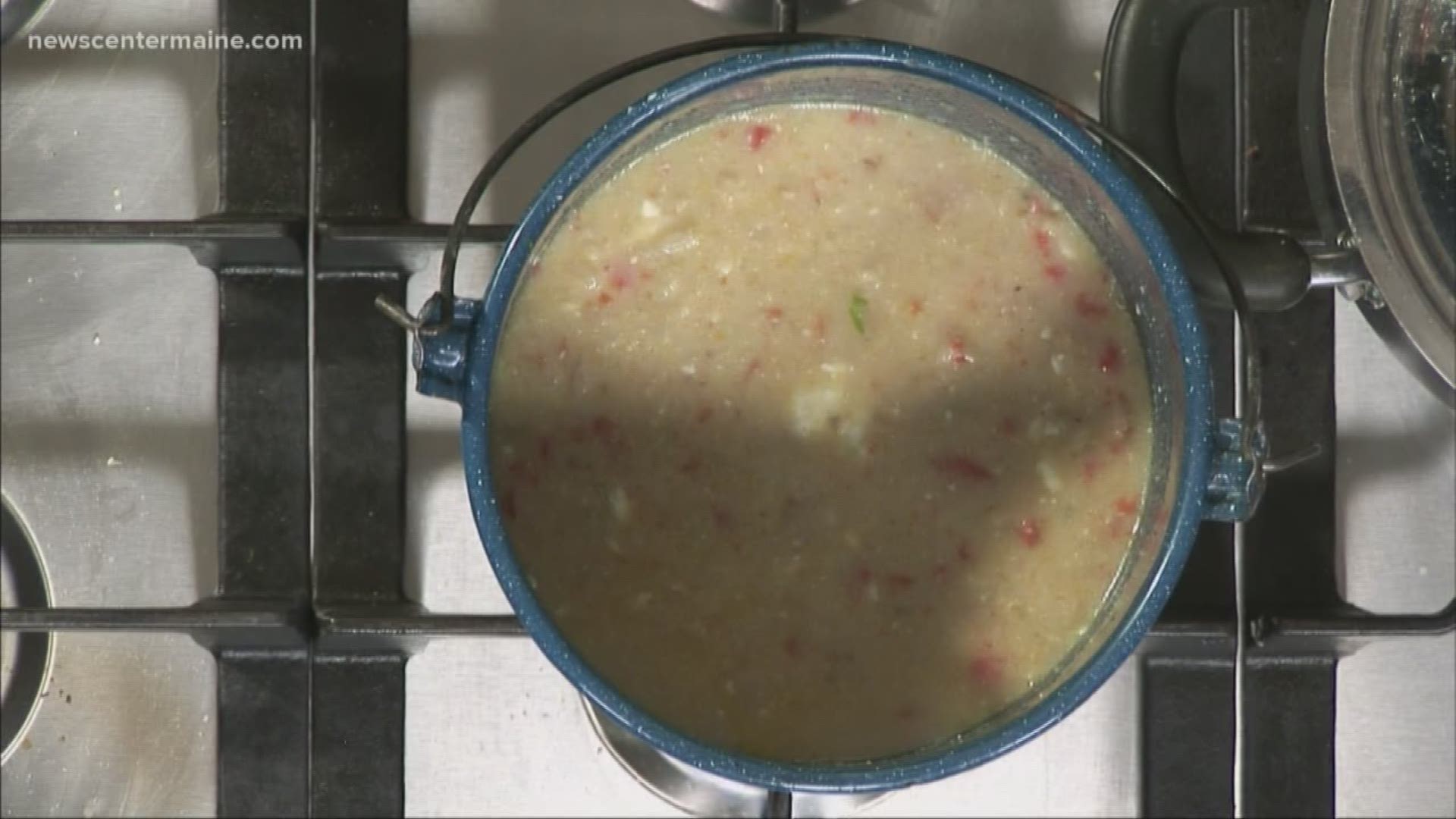 Chef Lynn Archer puts together a savory soup in the 207 kitchen.