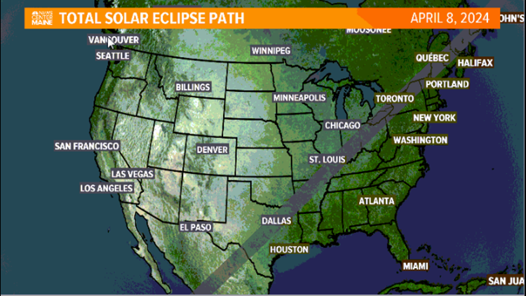 Solar eclipse on April 8, 2024 will stretch from Texas to Maine ...