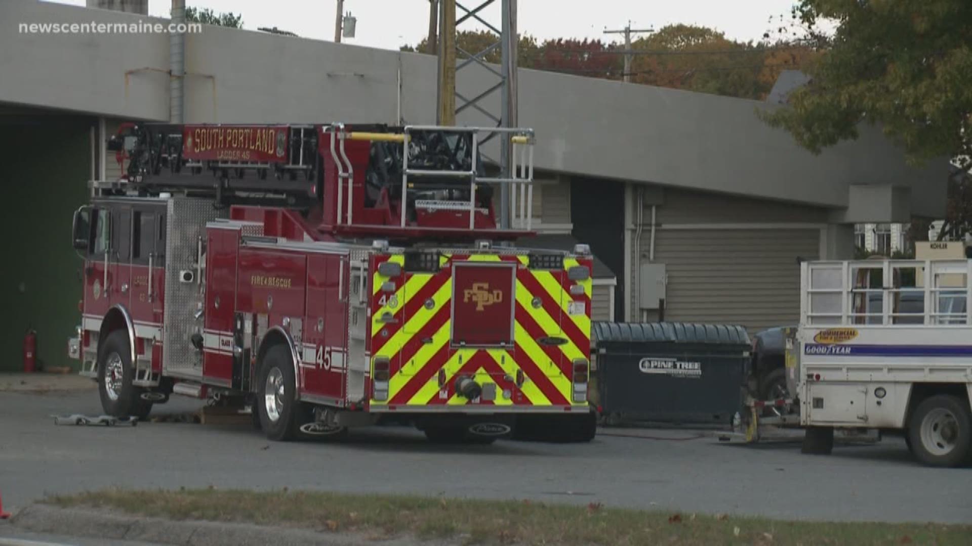 New South Portland Fire Truck damaged after hitting power lines