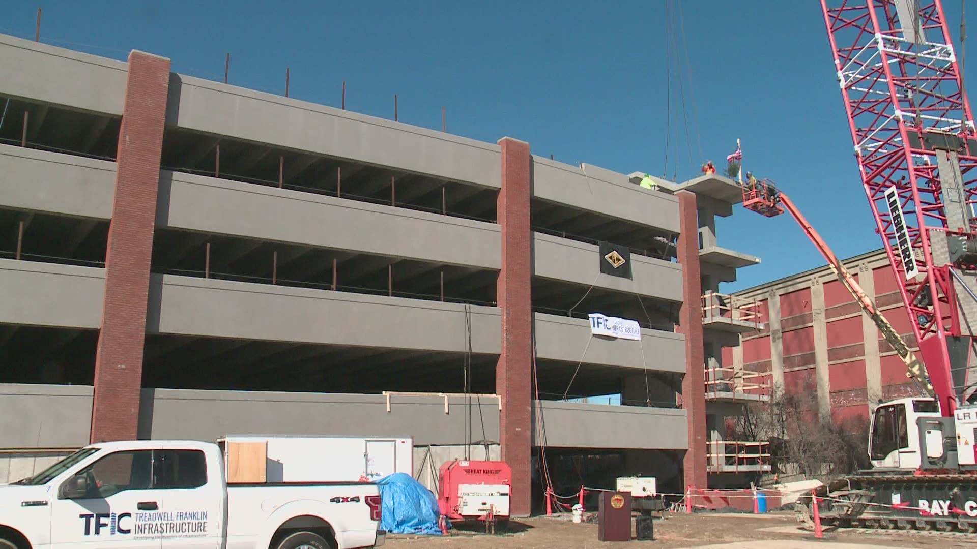 It's another sign of Biddeford's downtown revitalization, a ceremonial topping off for its first public parking garage.