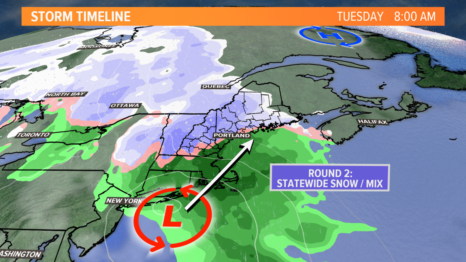 Two-part storm will bring several inches of snow to Maine ...